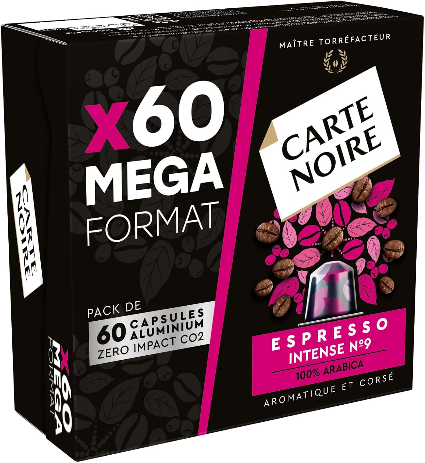 Carte Noire Espresso Intense – 100 % Arabica, Nespresso-kompatible Aluminiumkapseln, 60 Kapseln