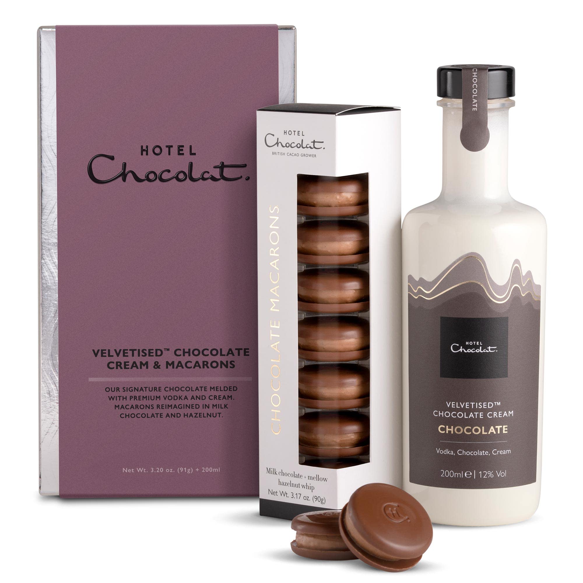 Hotel Chocolat Trinkgelder & Leckereien: Geschenkkorb mit samtiger Sahne und Schokoladen-Macarons