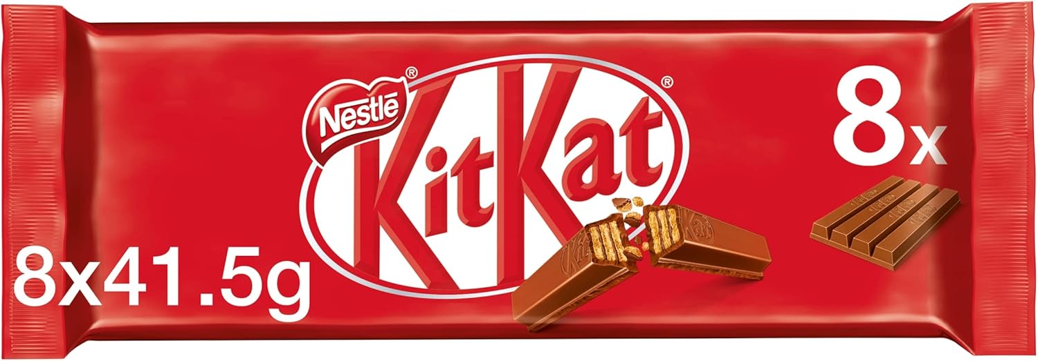 KitKat 4-Finger-Milchschokoladenriegel, Multipack, 8 x 41,5 g