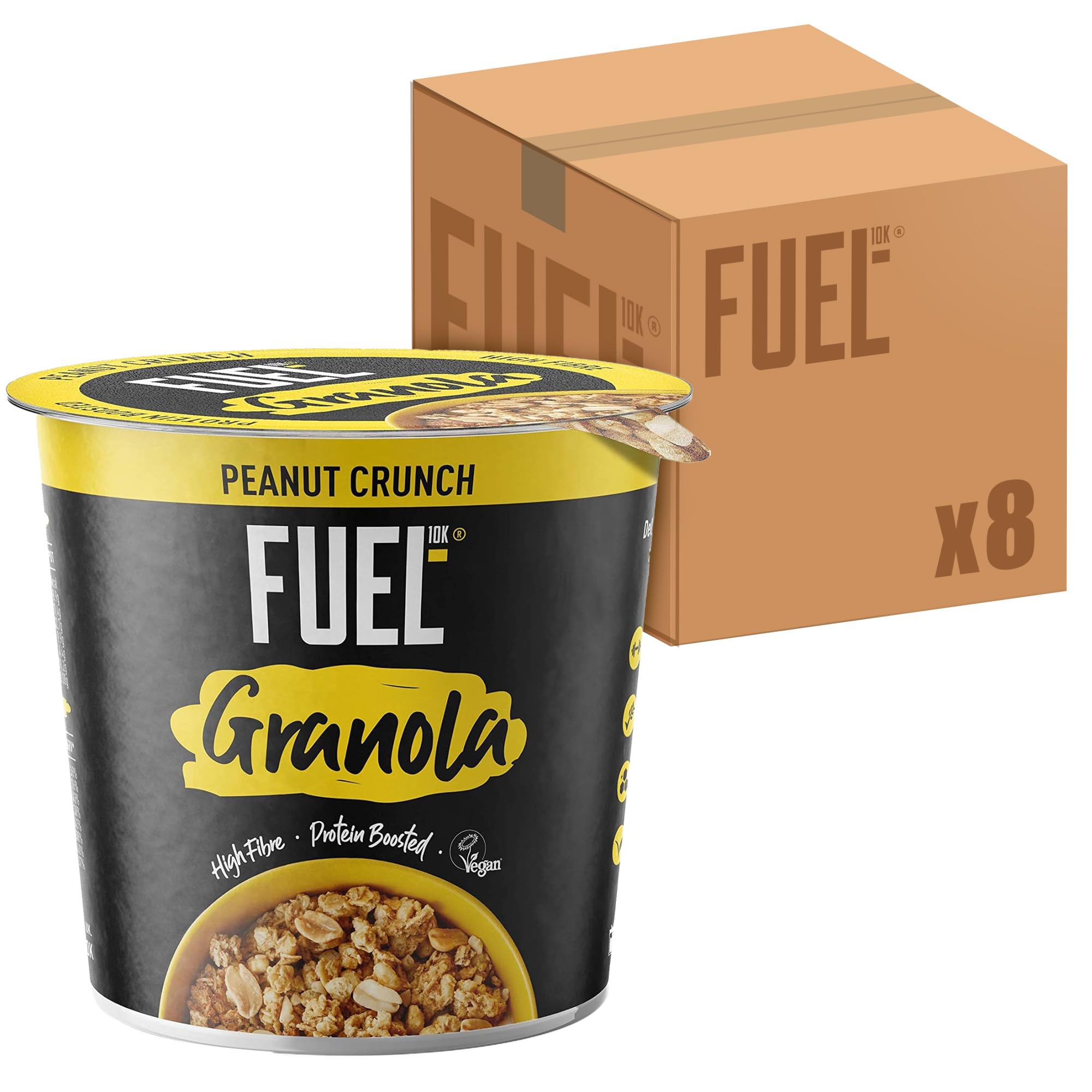 FUEL10K Erdnuss-Crunch-Protein-Granola-Müslibecher, 70 g (8er-Packung)