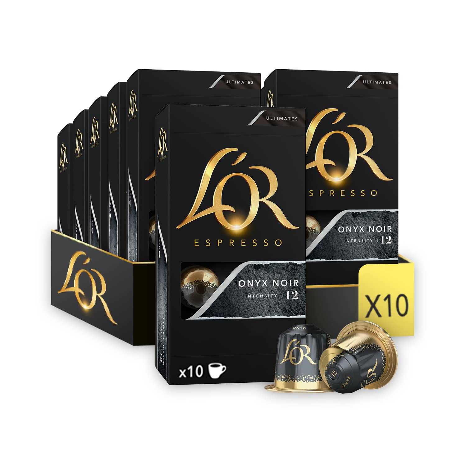 L'OR Espresso Onyx Kaffeepads x10 - Intensität 12 (10er-Packung, 100 Kapseln)