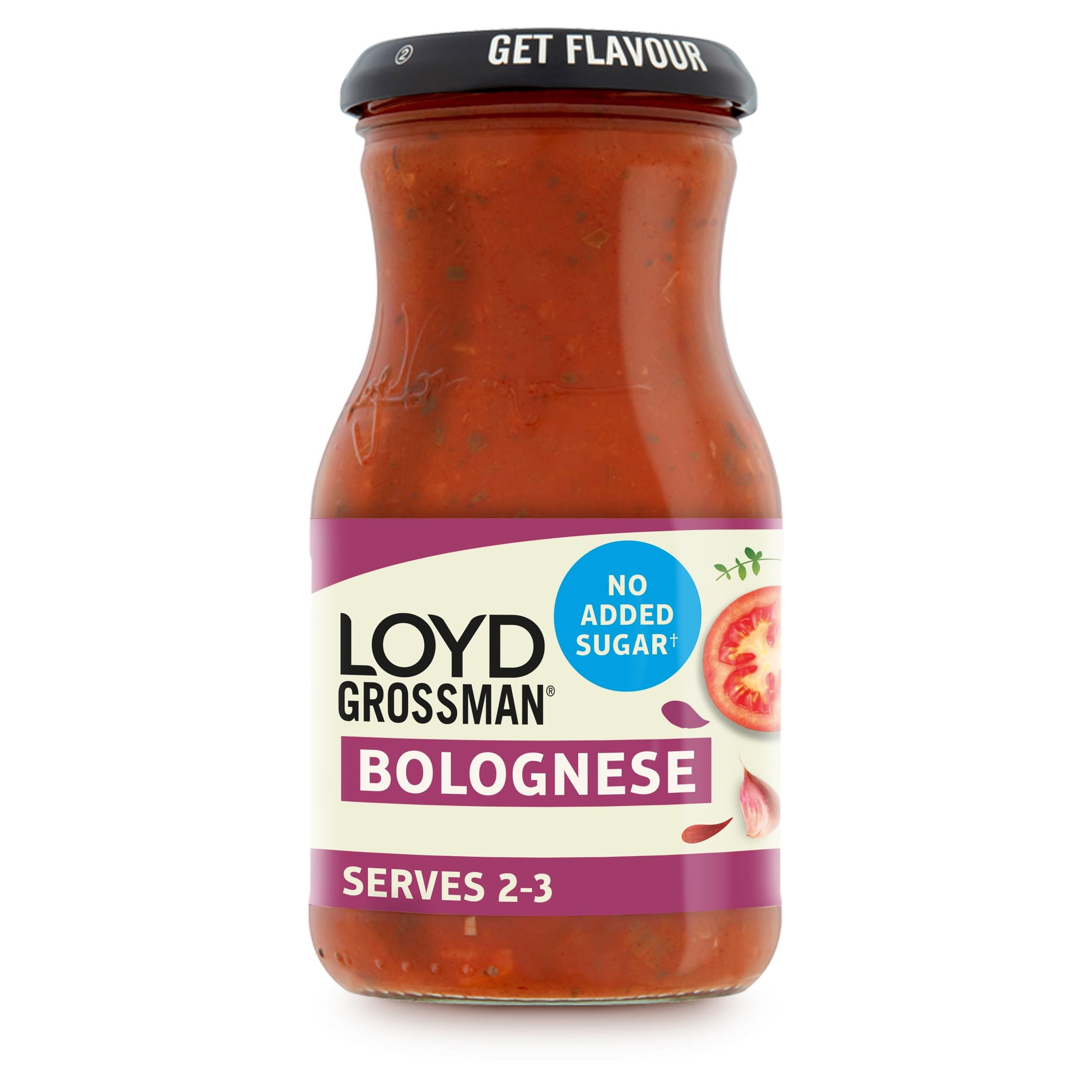 Loyd Grossman Italienische Bolognese-Sauce ohne Zuckerzusatz – Sonnengereifte Tomaten und Kräuter, 350-g-Glas