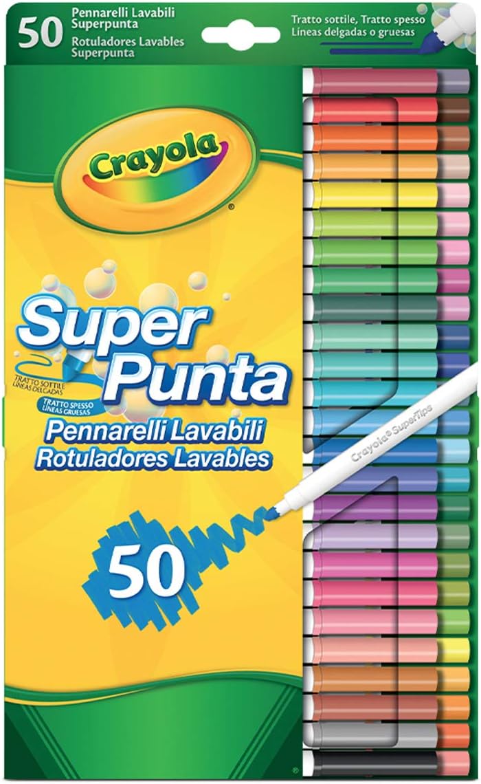 Crayola 50 abwaschbare Super Tip Marker – Kunst & Handwerk für Kinder ab 3 Jahren