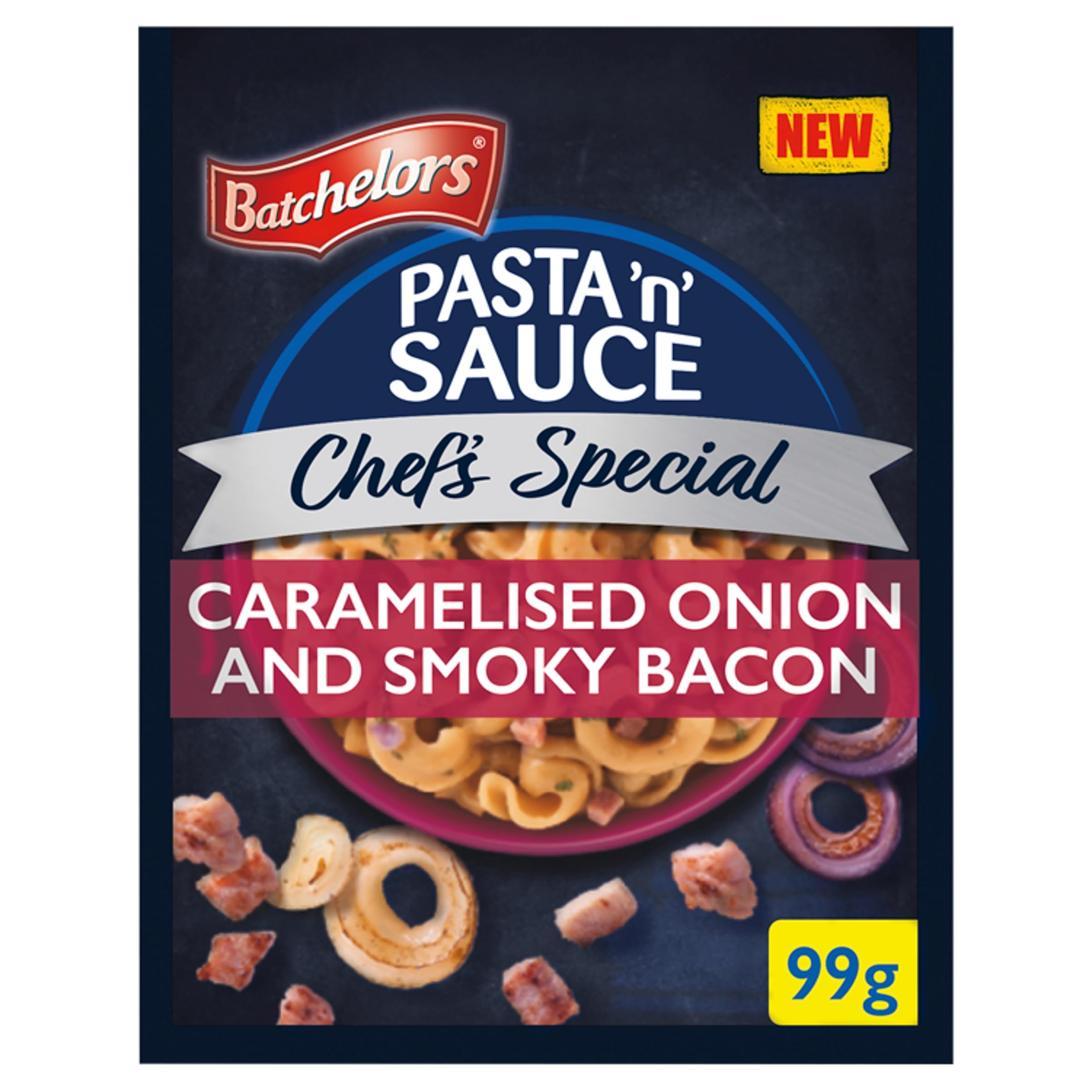 Batchelors - Pasta "n" Sauce Chef's Special Karamellisierte Zwiebeln & geräucherter Speck Instant-Mahlzeit