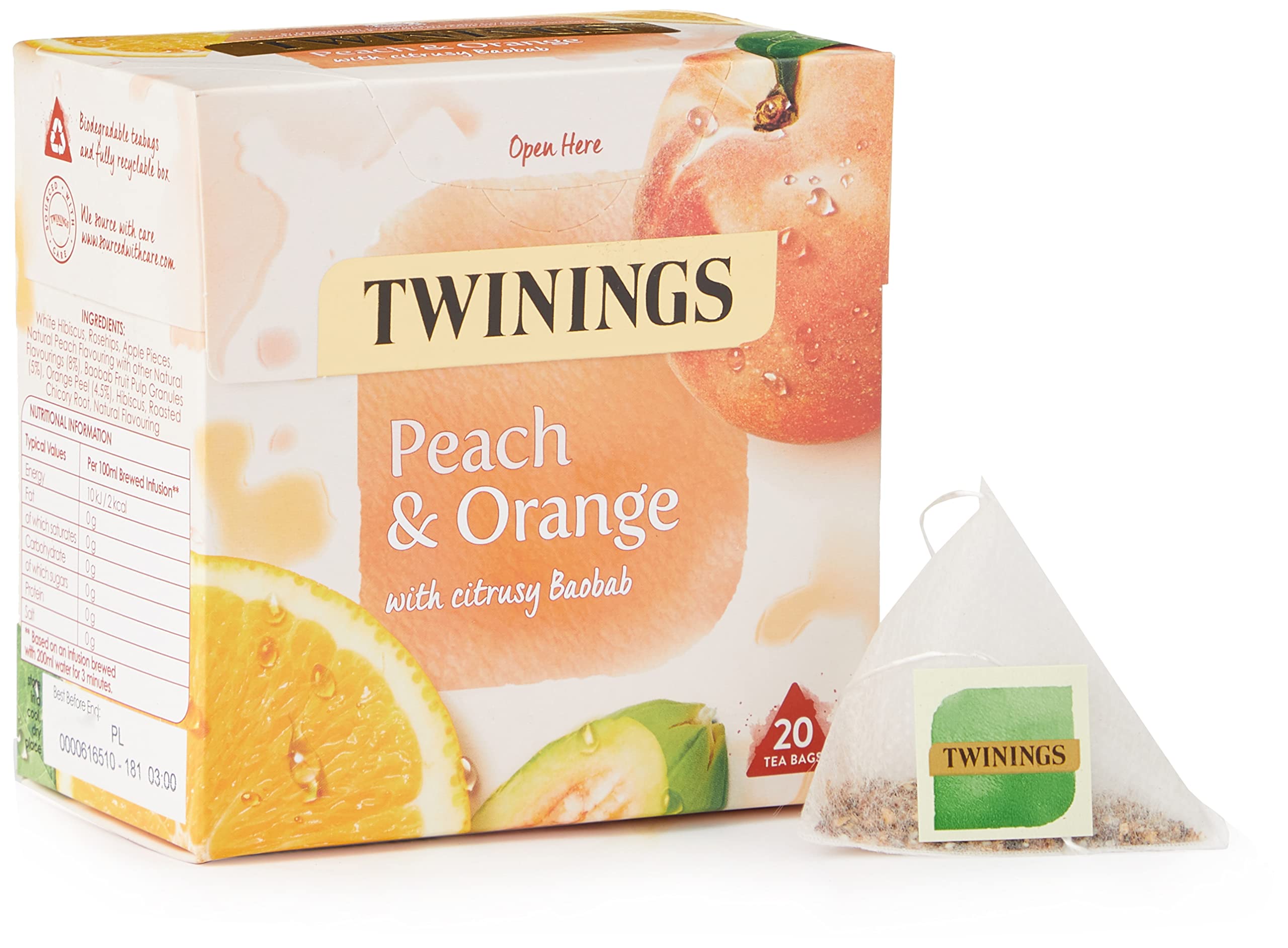 Twinings Pfirsich- und Orangen-Kräuterteebeutel, 20 Stück