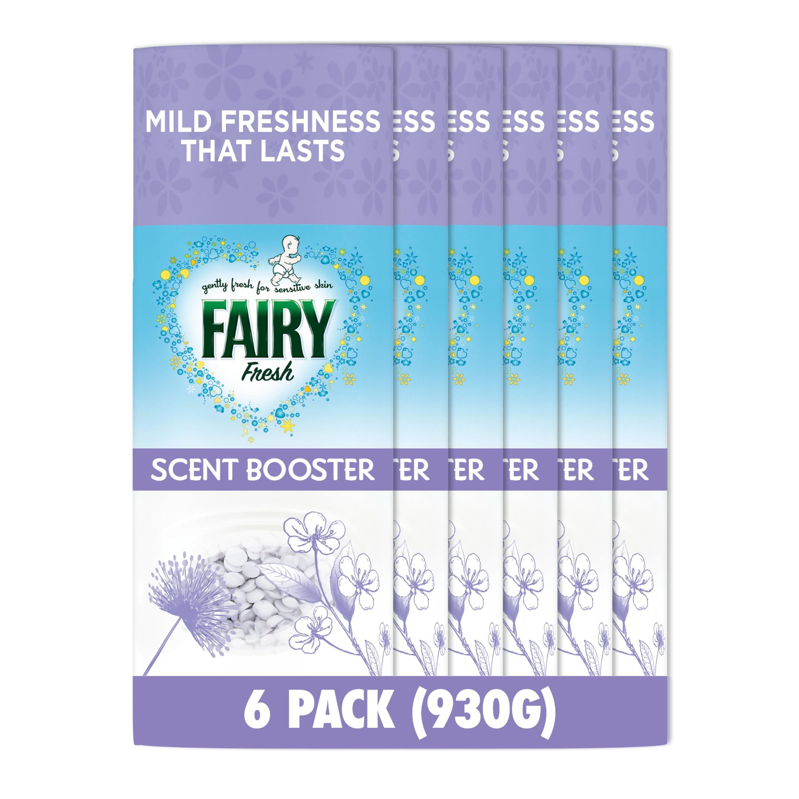 Fairy Non Bio - Duftverstärker für die Waschlotion mit Seidenbaumblüte und Jasmin, 6 Packungen x 155 g
