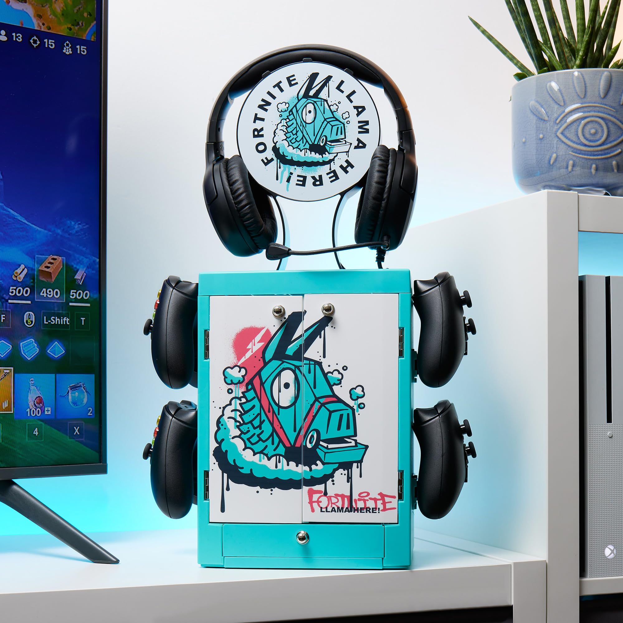 Fortnite Llama Gaming Locker – Universeller Aufbewahrungsständer für Spiele, Controller und Headset von Numskull