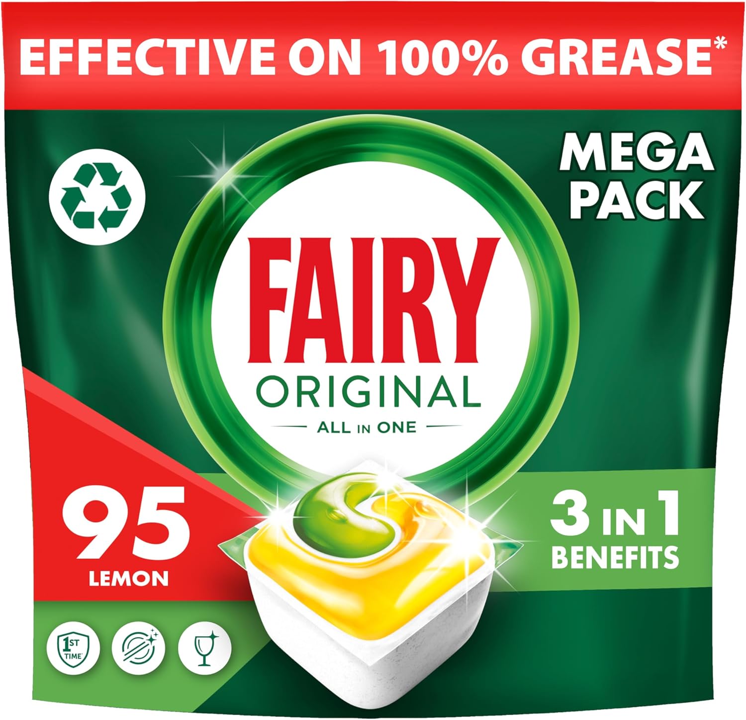 Fairy Original All-In-One Geschirrspültabs mit Zitronenduft, 114 Tabs
