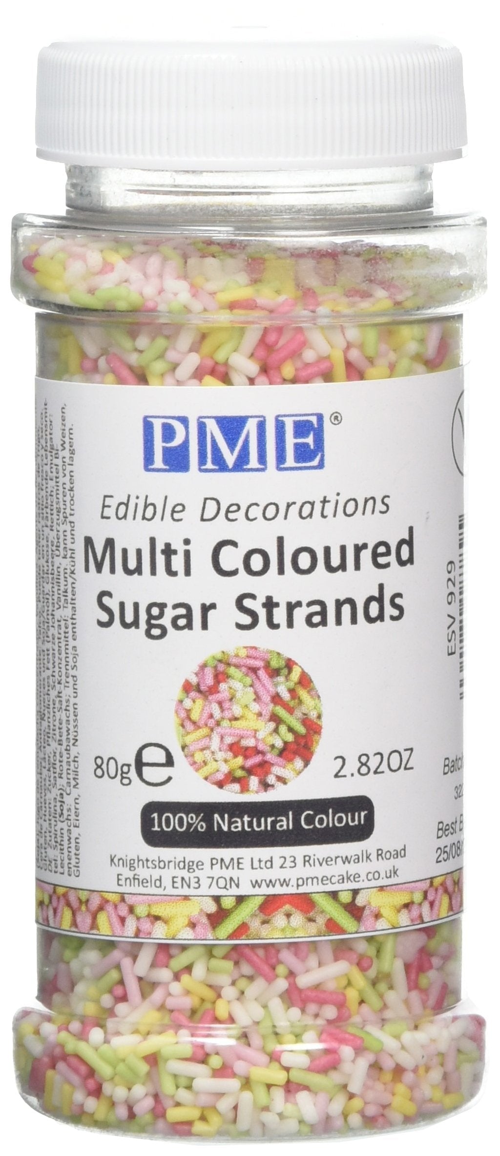 PME Zuckerstränge bunt 80 g - Backstreusel für Kuchen, Cupcakes & Desserts