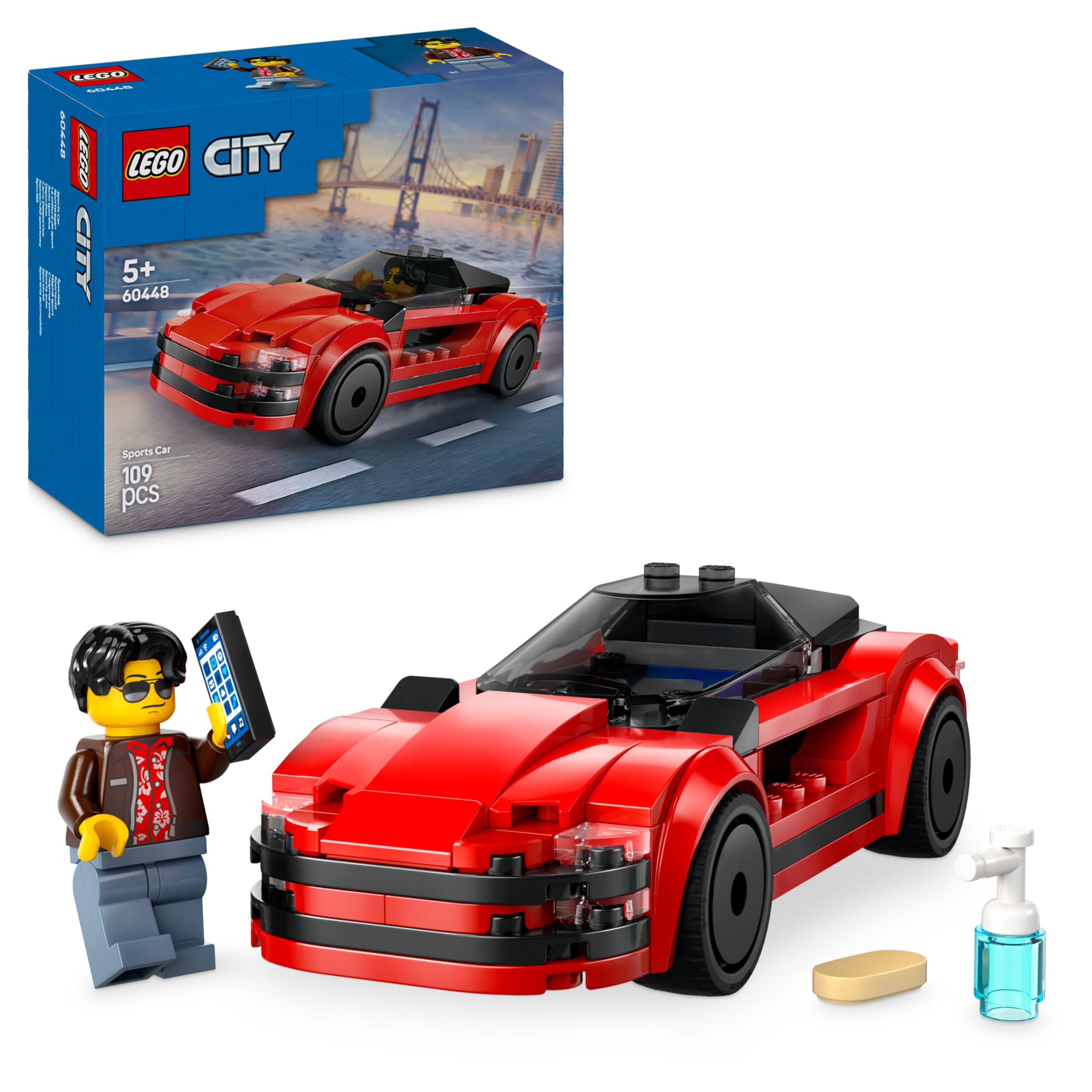 LEGO City Rotes Sportauto-Spielzeug – Baubares Fahrzeug-Spielset für Kinder ab 5 Jahren