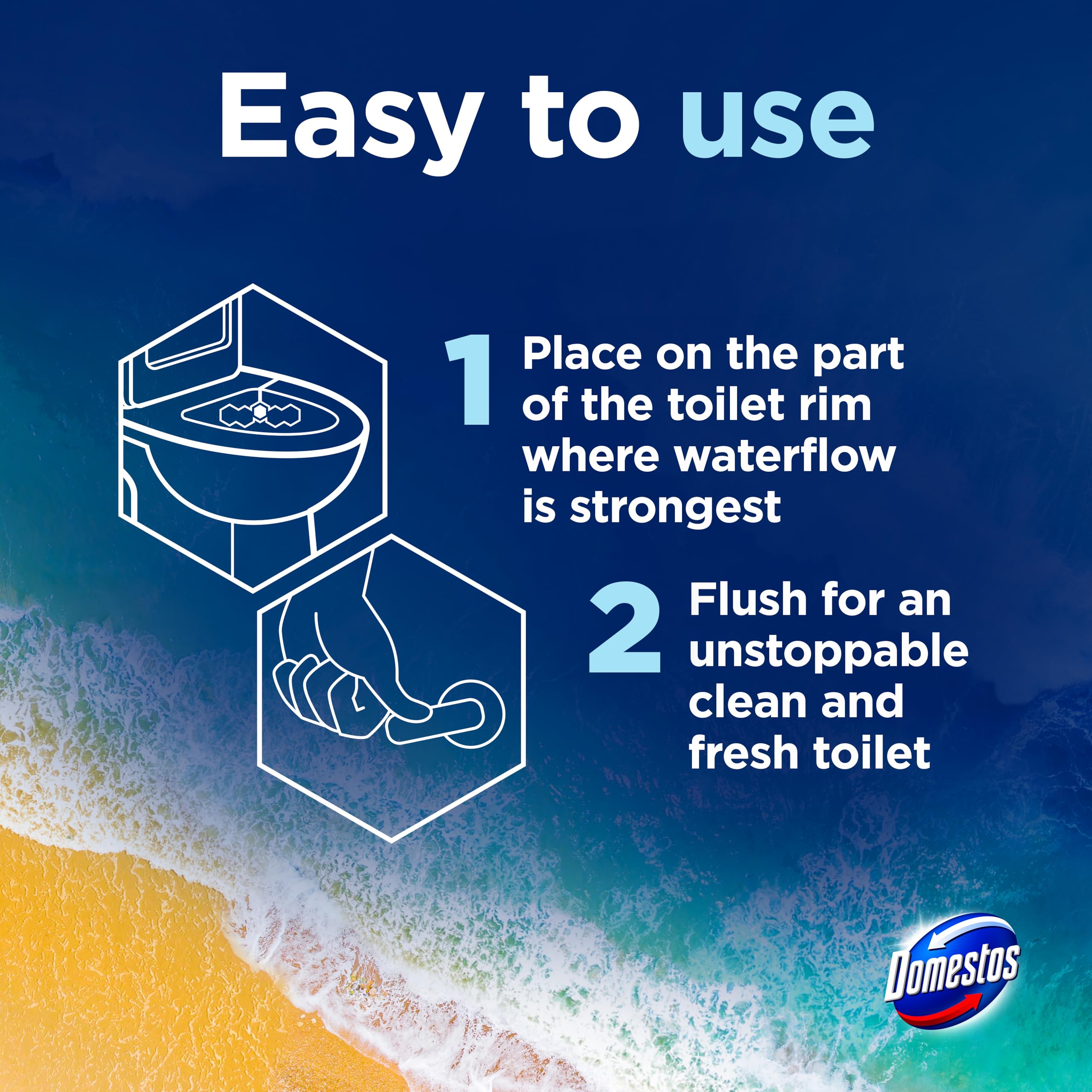 Domestos Power 5 Ocean WC-Stein – Langanhaltender Toiletten-Erfrischer für bis zu 300 Spülungen
