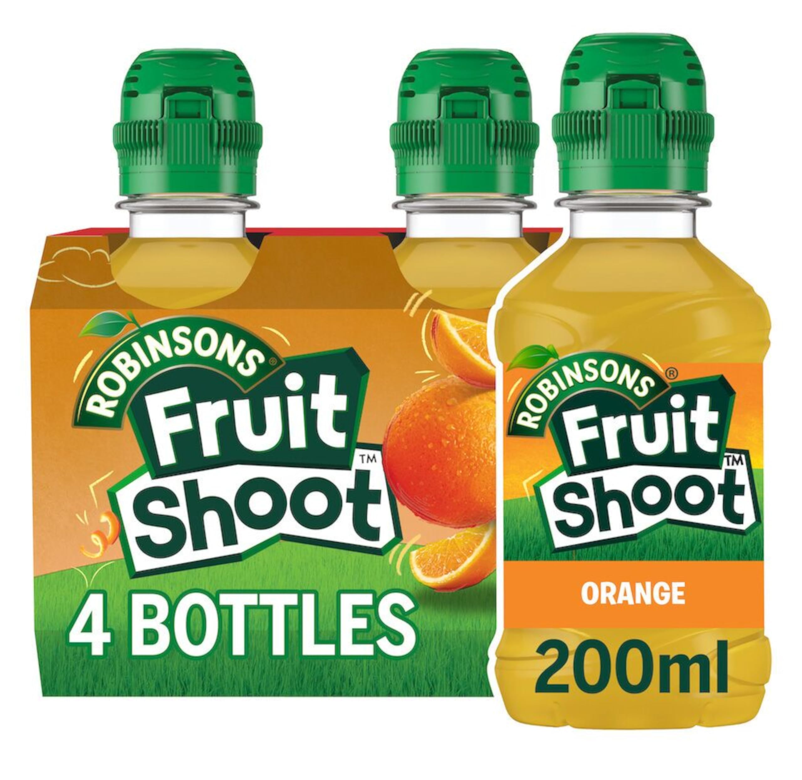 Robinsons Fruit Shoot Orange, kalorienarmes Erfrischungsgetränk, 4 x 200 ml