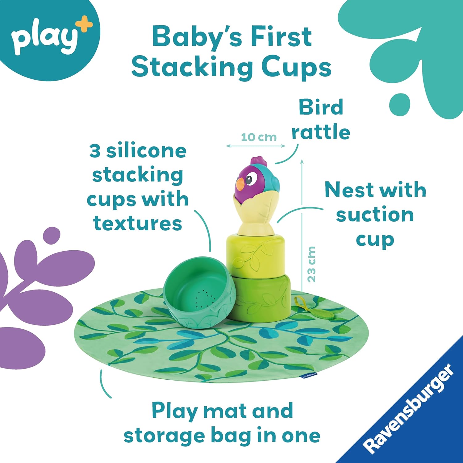 Ravensburger Play+ 3-in-1 Bird's Nest Stacking Cups - Baby Toys for 6 Months and Up