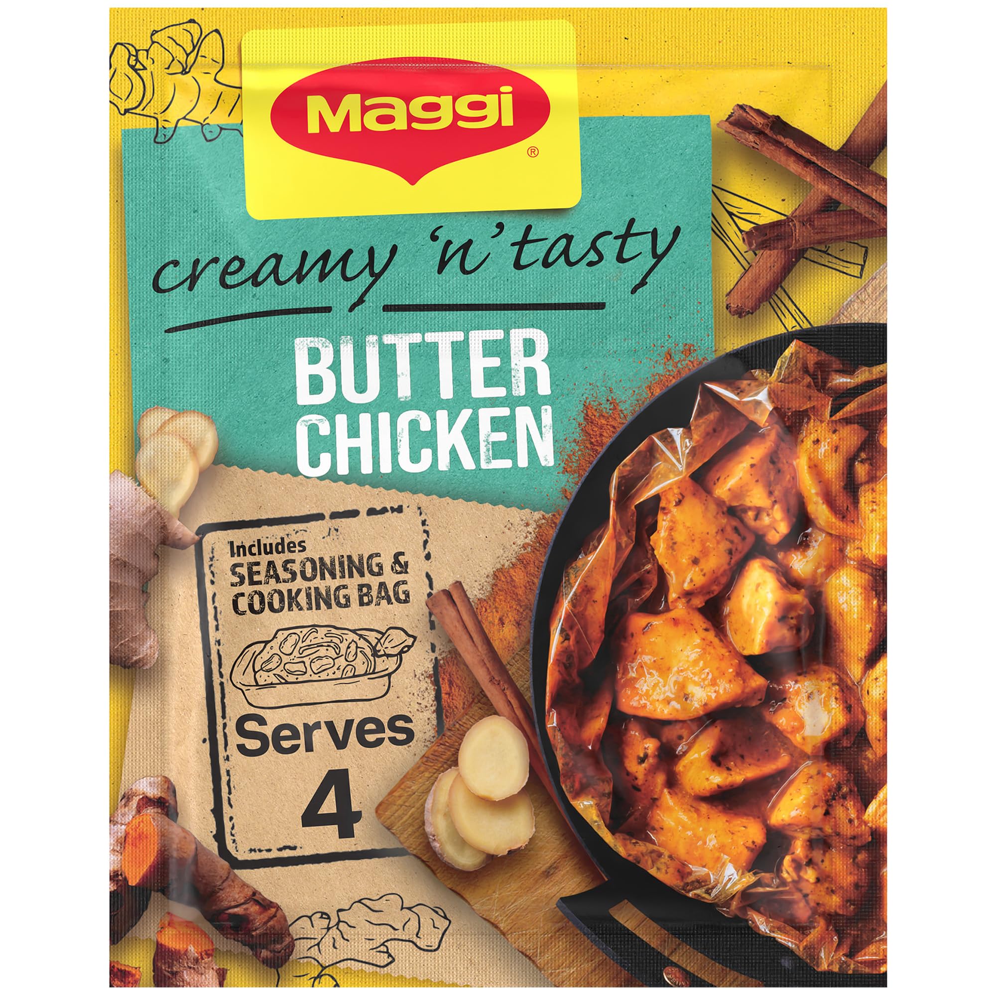 MAGGI So Juicy Butter Chicken Rezeptmischung mit Kochbeutel (41g)