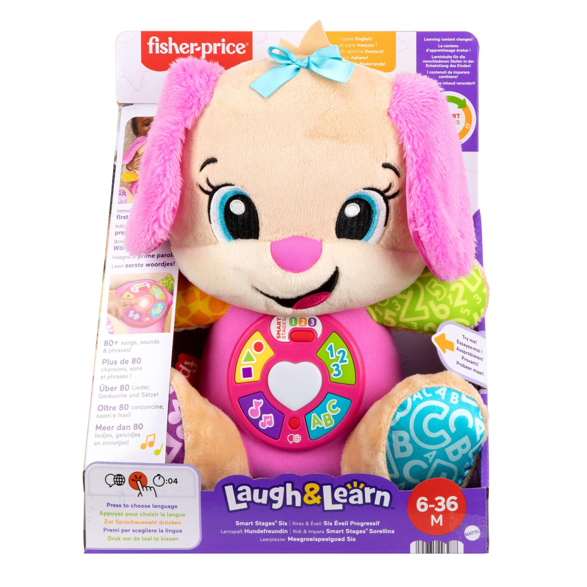 Fisher-Price Laugh & Learn Smart Stages Sis – Musikalisches Lernspielzeug aus Plüsch für Babys ab 6 Monaten