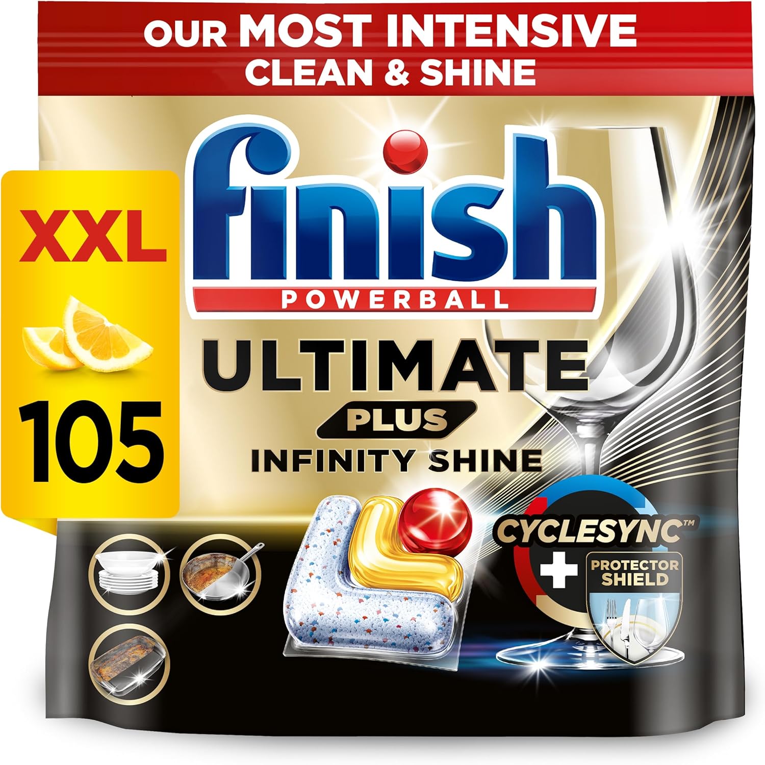 Finish Ultimate Plus Infinity Shine Geschirrspültabs – Zitronenduft, 1,47 kg