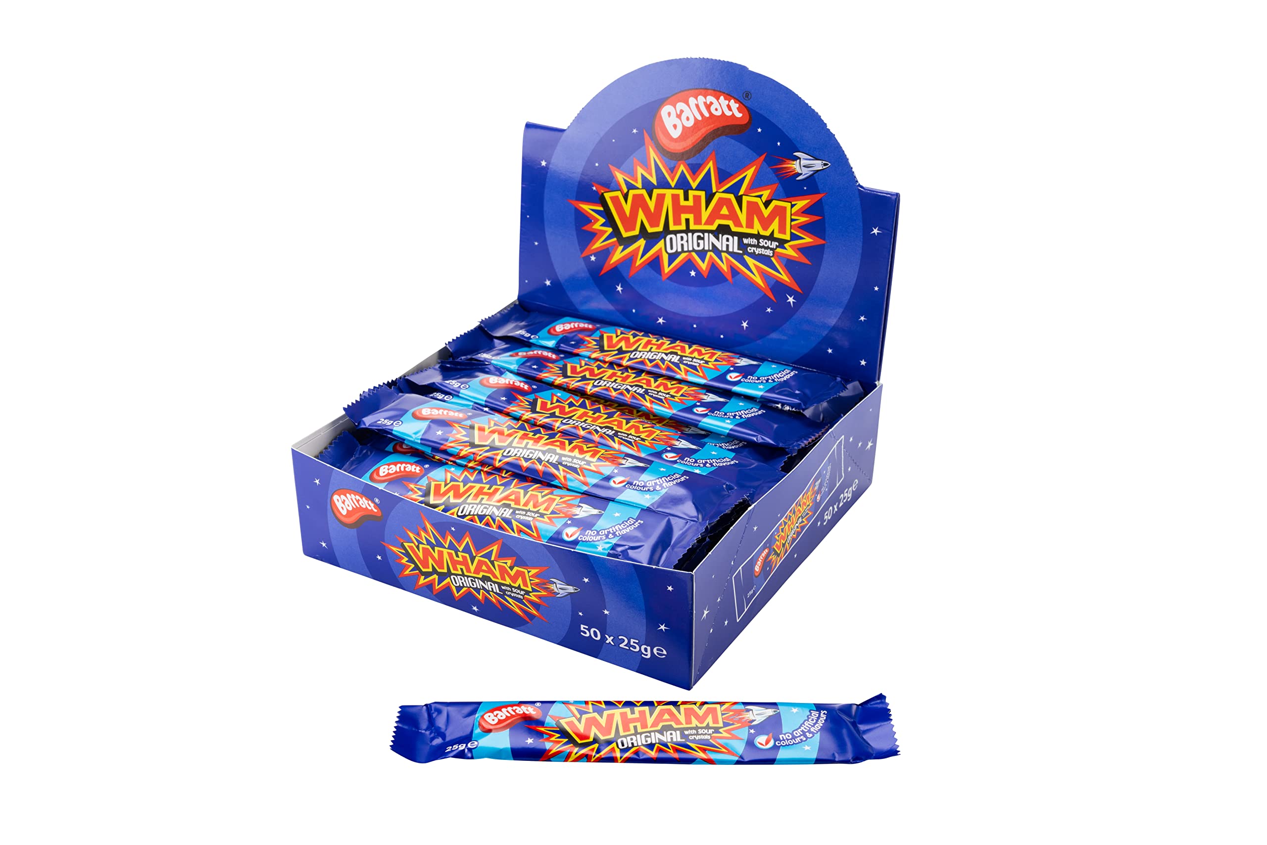 Wham Wham Bar Süßigkeiten mit Retro-Geschmack – 50 Stück versiegelte Schachtel