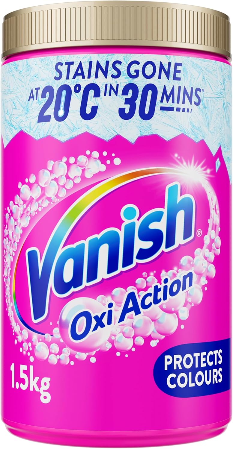 Vanish – Gold Oxi Action Fleckenentferner und Wäsche-Booster-Pulver für Buntwäsche, 1,5 kg