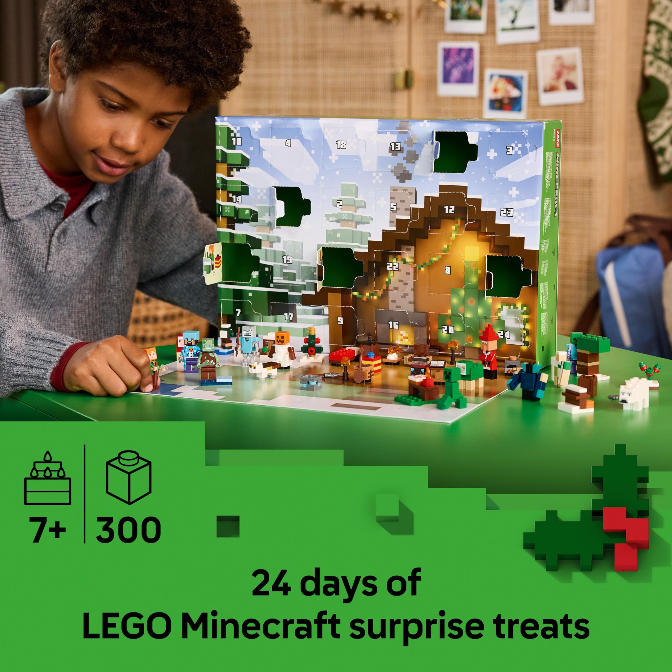 LEGO Minecraft Adventskalender 2025 – 24-Tage-Bauspielzeug mit Minifiguren und Winterdorf-Set