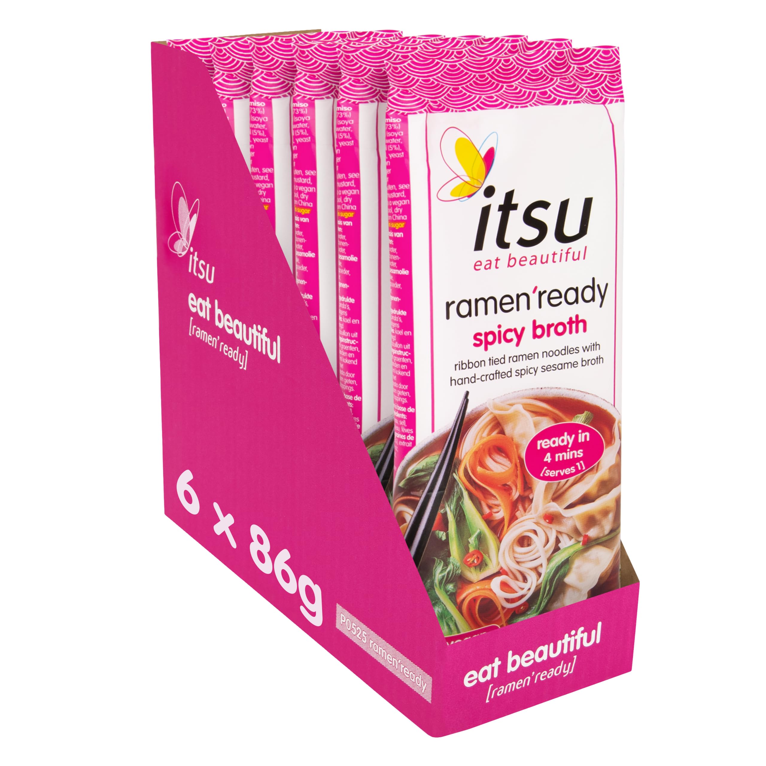 Itsu – Ramen-Fertignudeln 86 g | Original scharfe Brühe | Authentischer japanischer Geschmack | 6er-Pack
