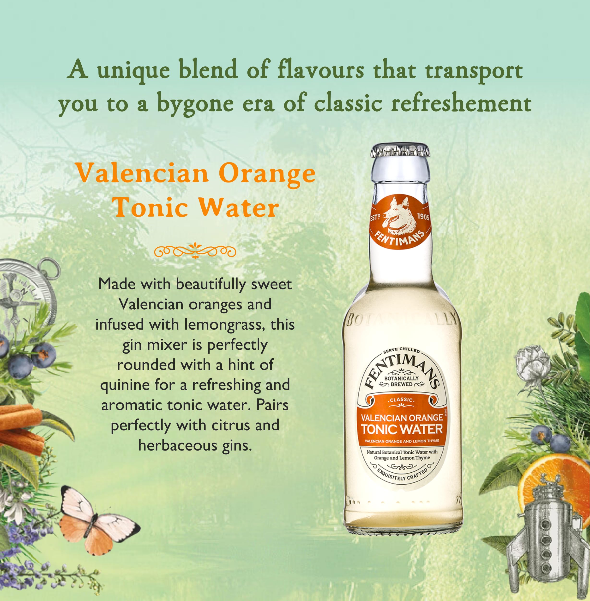 Fentimans Valencian Orange Tonic Water – Botanisch gebrauter Mixer mit Zitronengras und Chinin – 1,68 kg