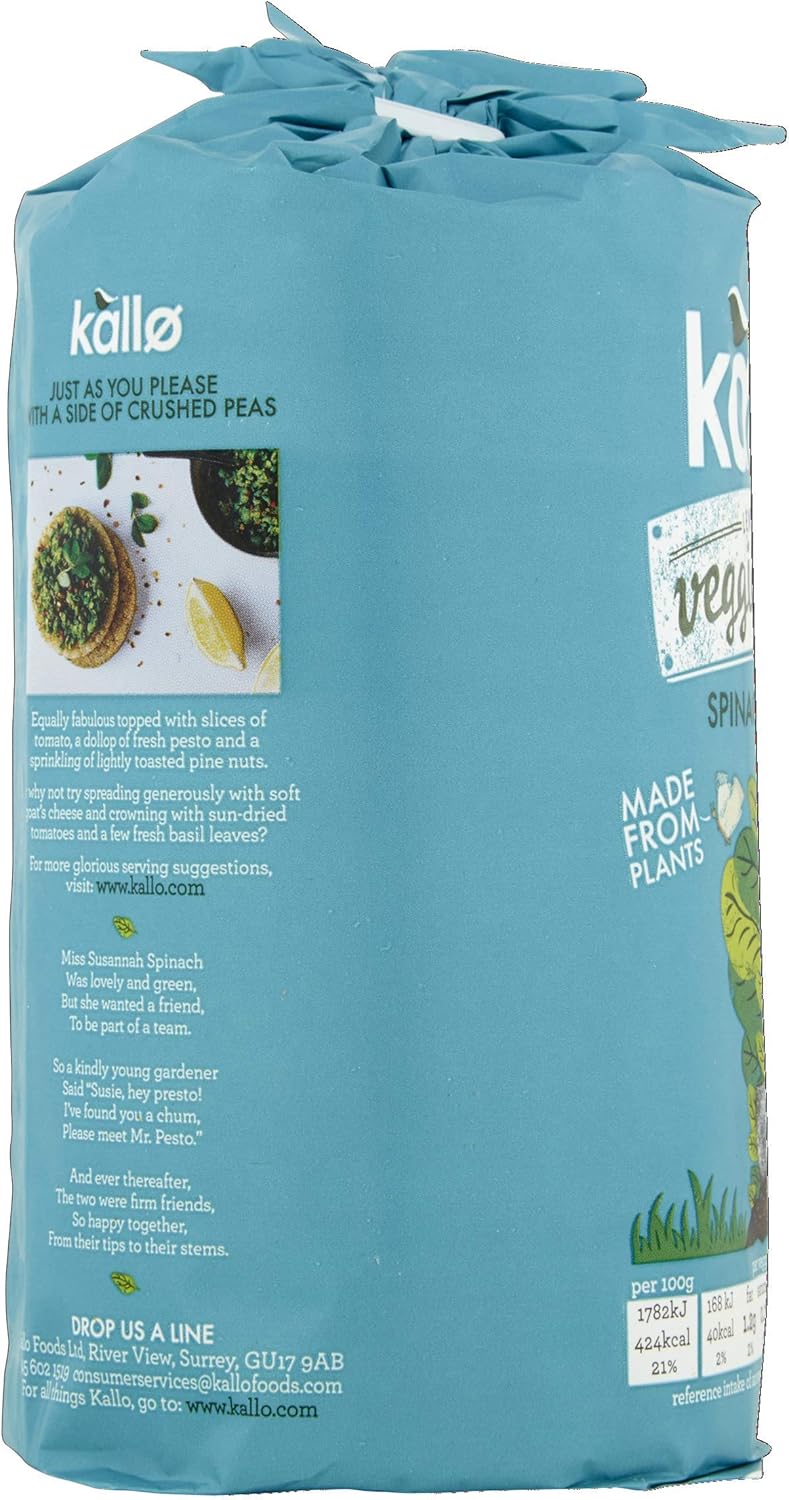 Kallo Spinat-Pesto-Gemüsekuchen, Linsen-Erbsen-Puffcracker aus Pflanzen