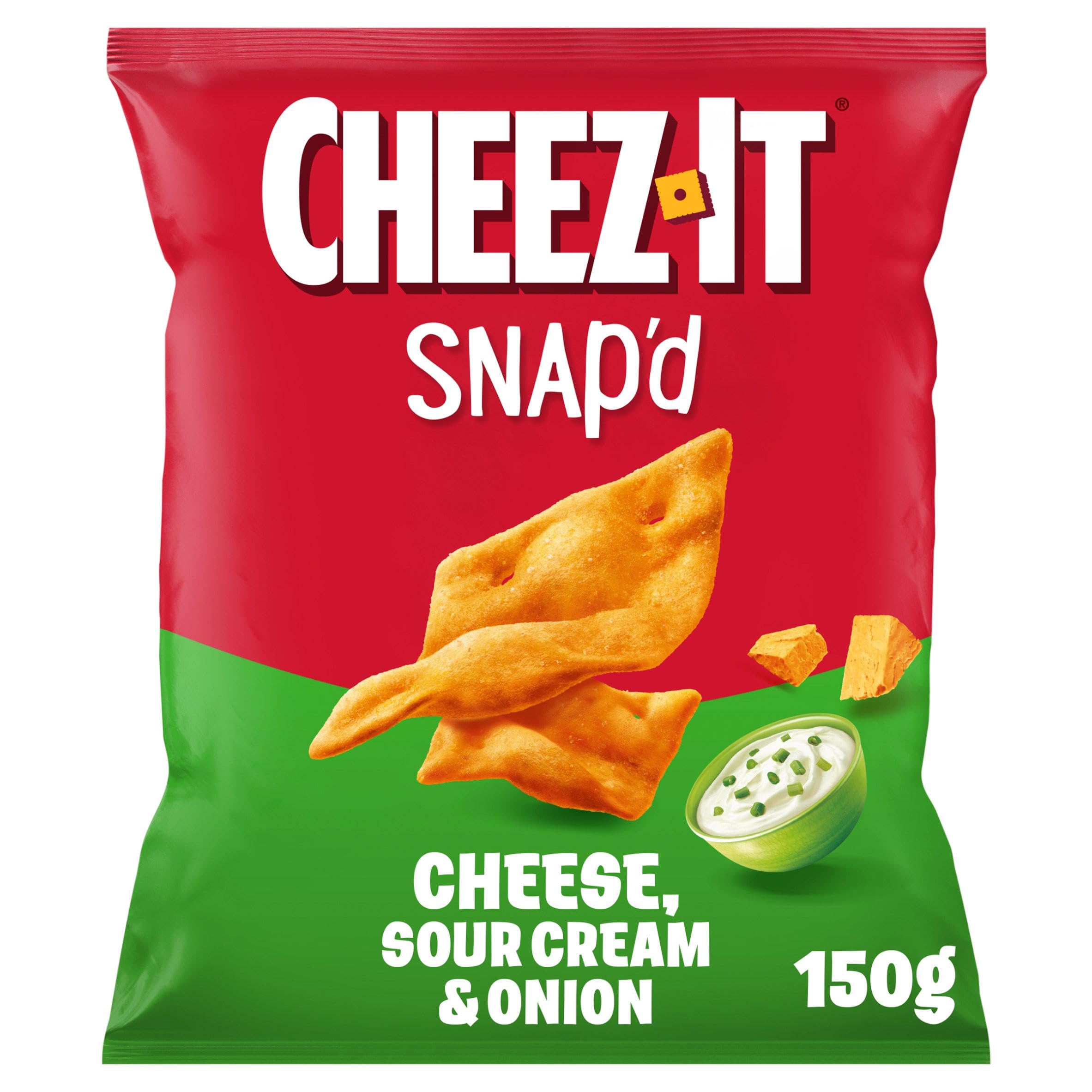 Cheez-It Snap'D Käse & Sauerrahm & Zwiebeln Gebackene Snacks 150g