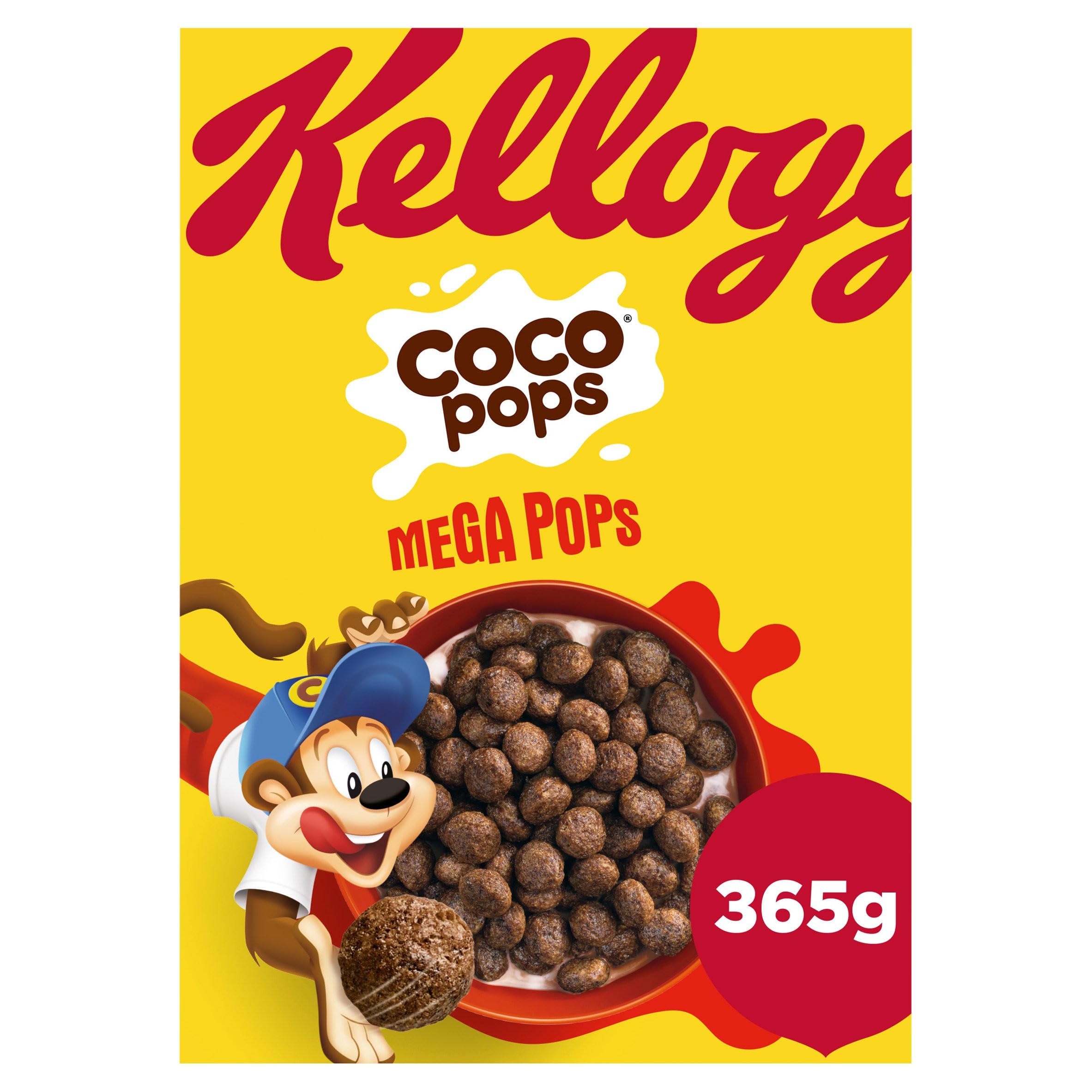 Kellogg's Coco Pops Mega Pops Schokoladen-Frühstücksflocken 365 g