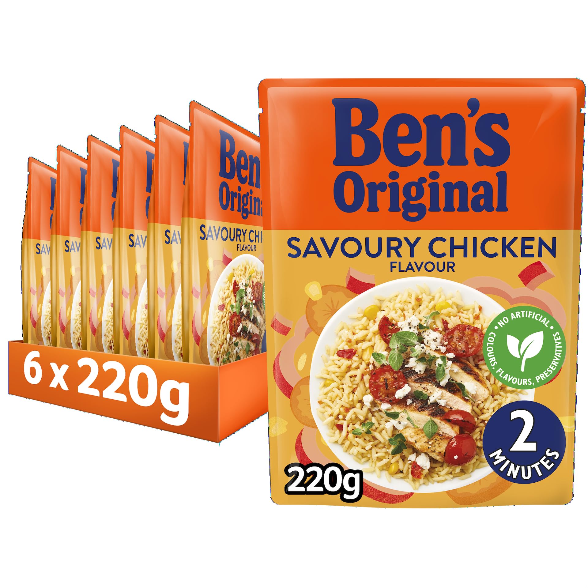 Ben's Original herzhafter Hühnchenreis für die Mikrowelle – 6 Beutel à 220 g
