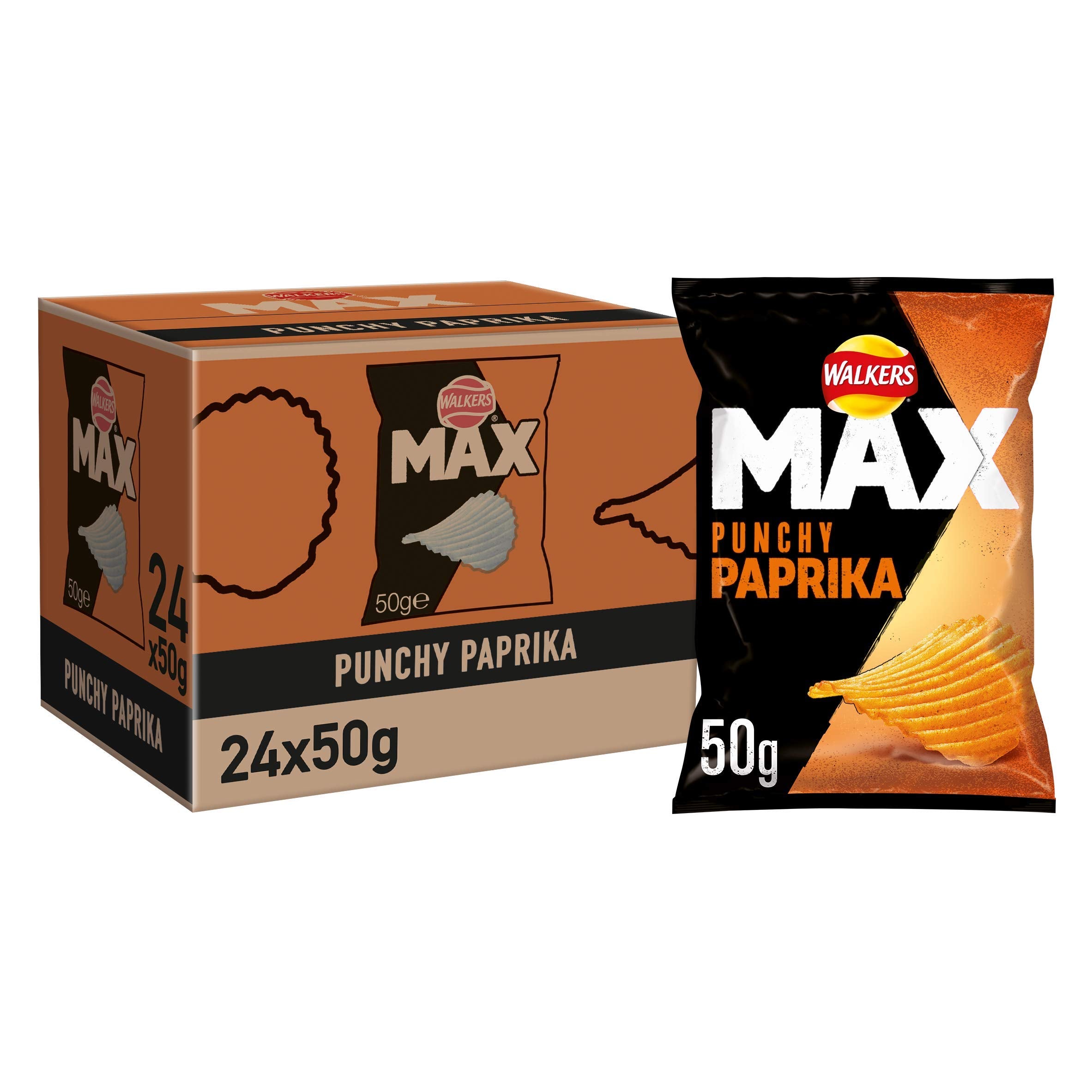 Walkers Max Punchy Paprika Chips 50 g (24er-Packung)