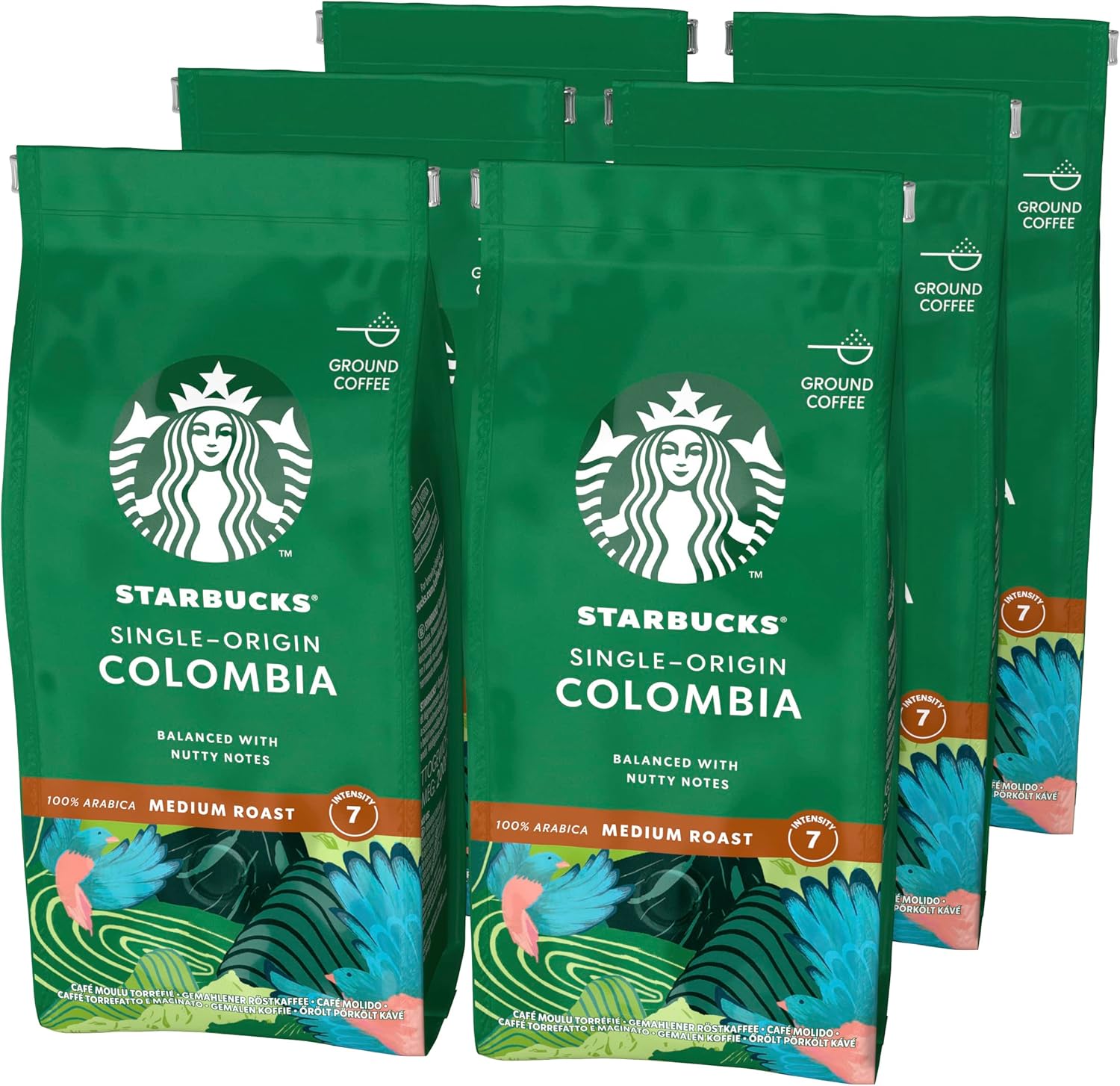 STARBUCKS Single-Origin Colombia Medium Roast gemahlener Kaffee 200 g (6er-Pack)