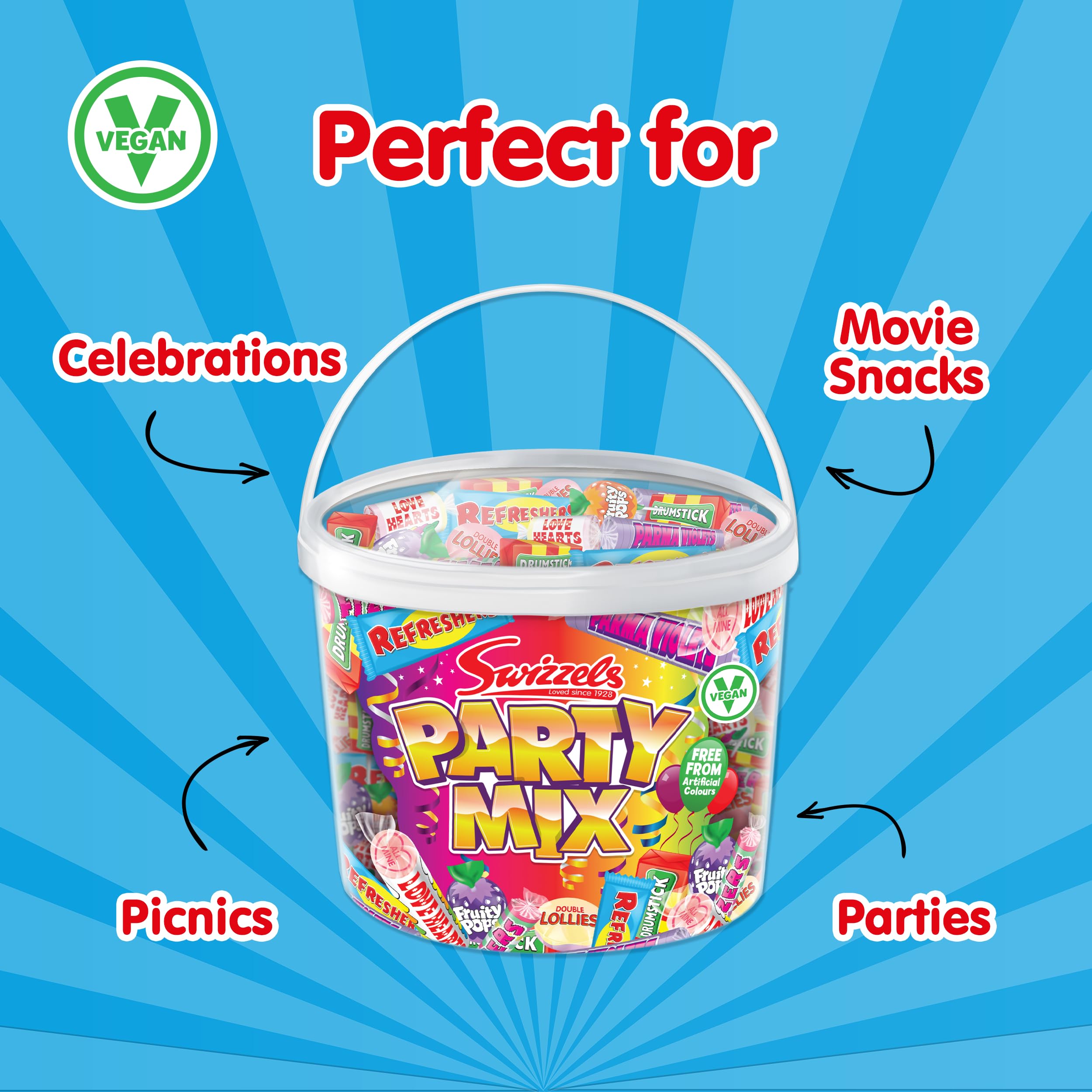 Swizzels Party Mix Dose 785 g – Retro-Süßigkeiten Großsortiment Vegan freundlich