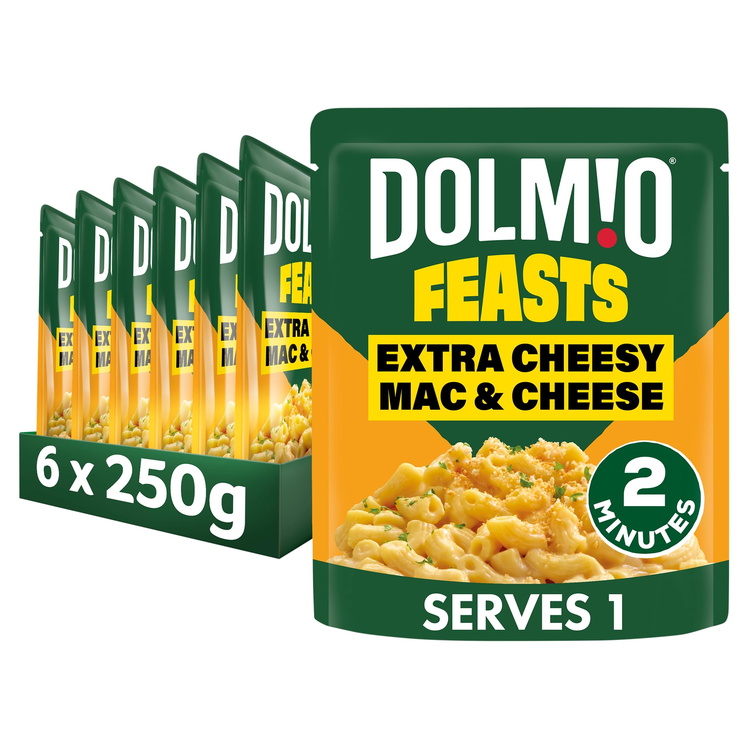 Dolmio Feasts Extra Cheesy Mac & Cheese Fertiggericht - 6x 250g Mikrowellen-Nudelgerichte