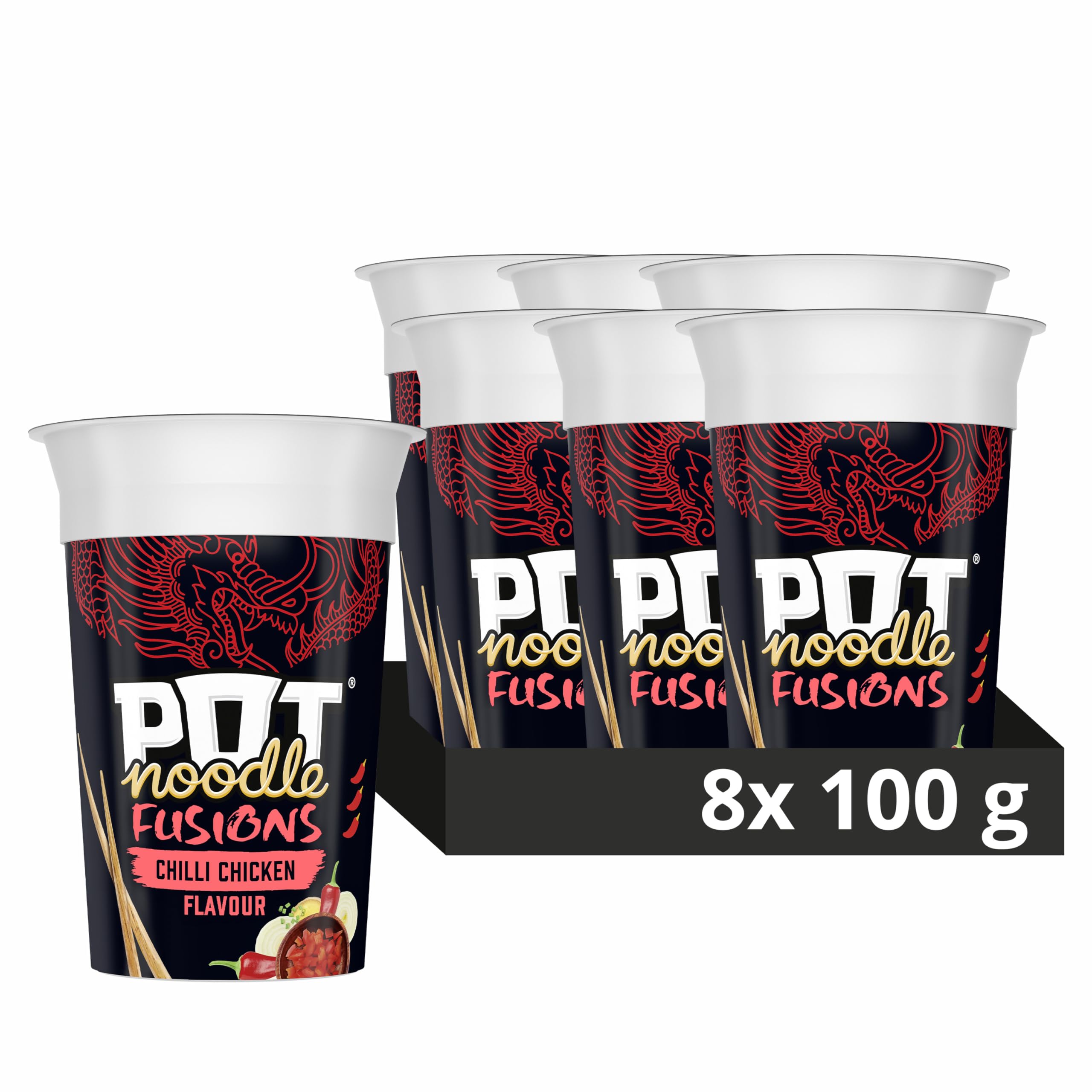 Pot Noodle Fusions Chili Chicken Instant Vegane Nudeln 100g