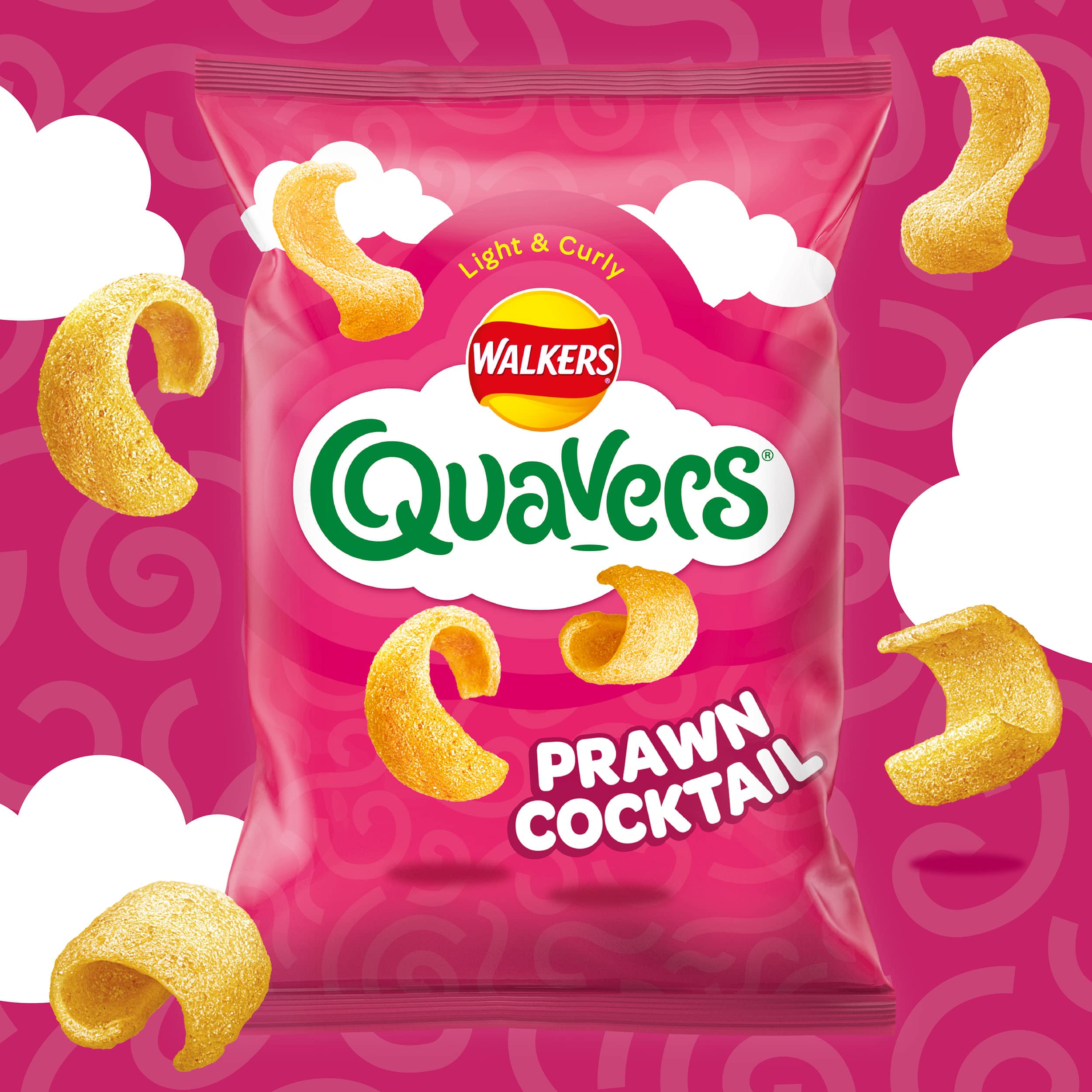 Walkers Quavers Krabbencocktail-Chips, 116 g Beutel zum Teilen, Karton mit 12 Stück