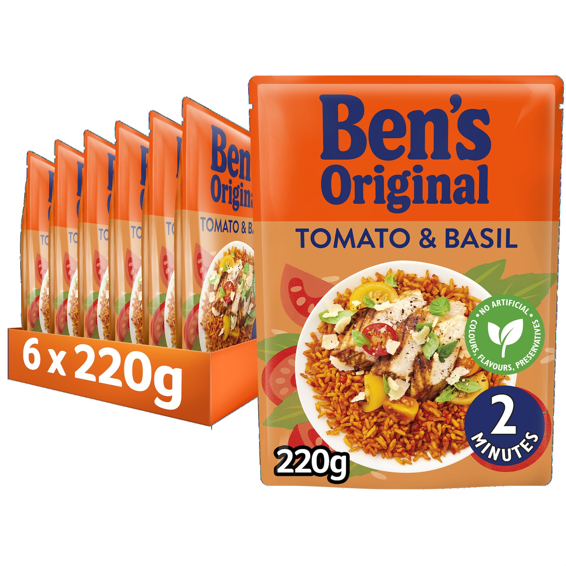 Ben's Original Mikrowellenreis mit Tomaten und Basilikum, 6 Beutel à 220 g