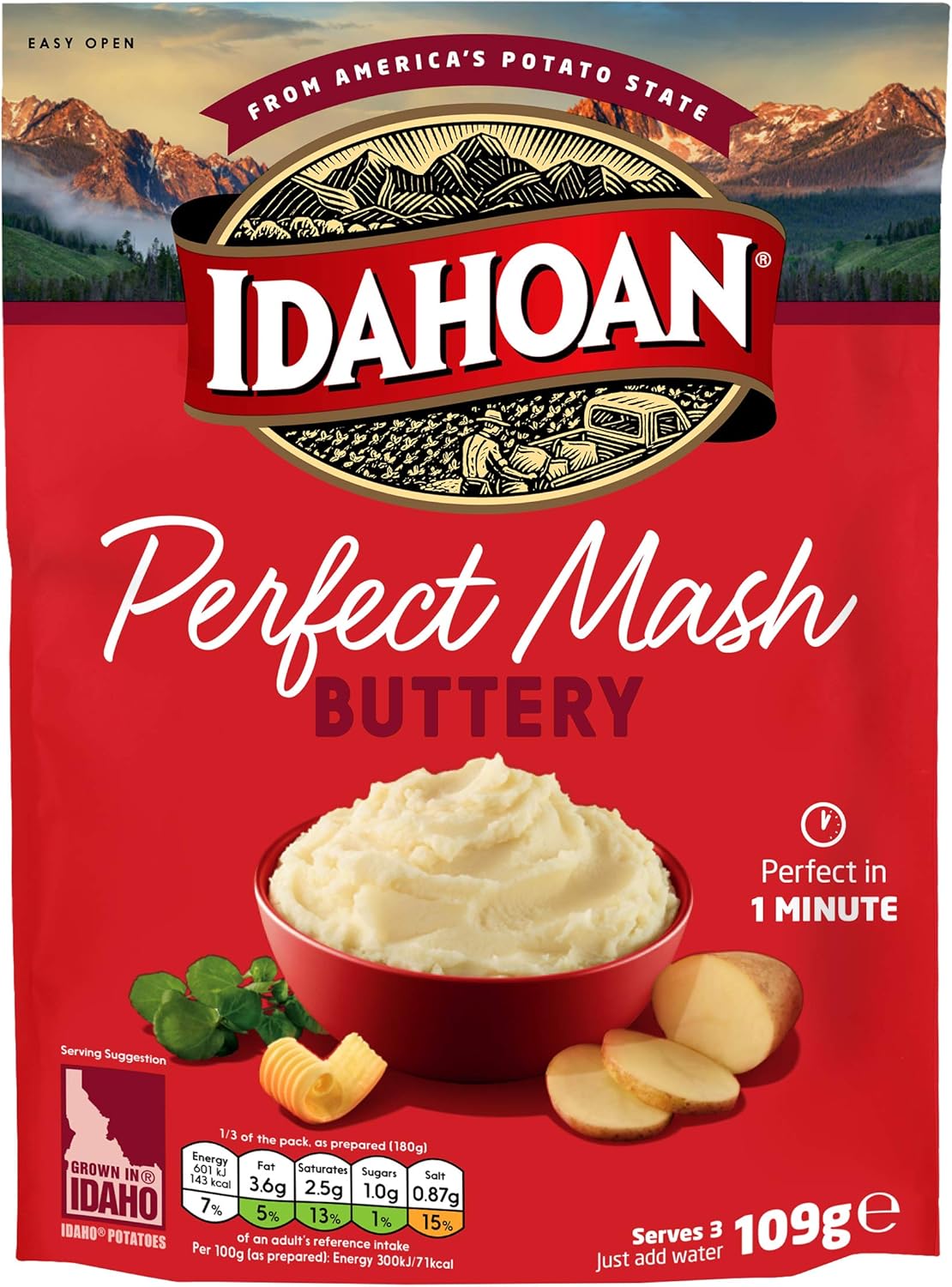 Idahoan Buttery Potato Mash - Instant Mashed Potatoes, Pack of 12