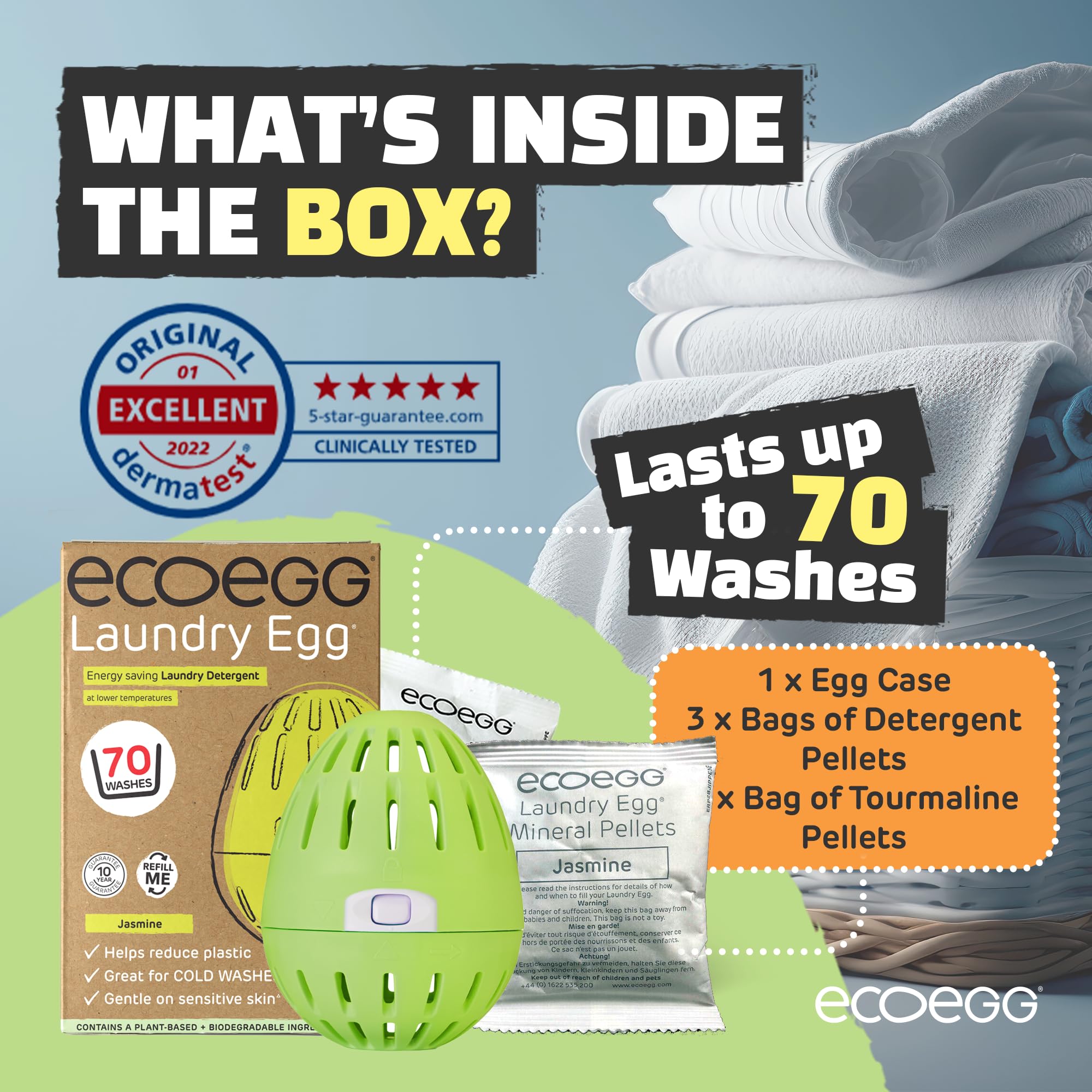 Ecoegg – Ersatz für Waschmittel und Weichspüler (70 Wäschen, Jasmin)