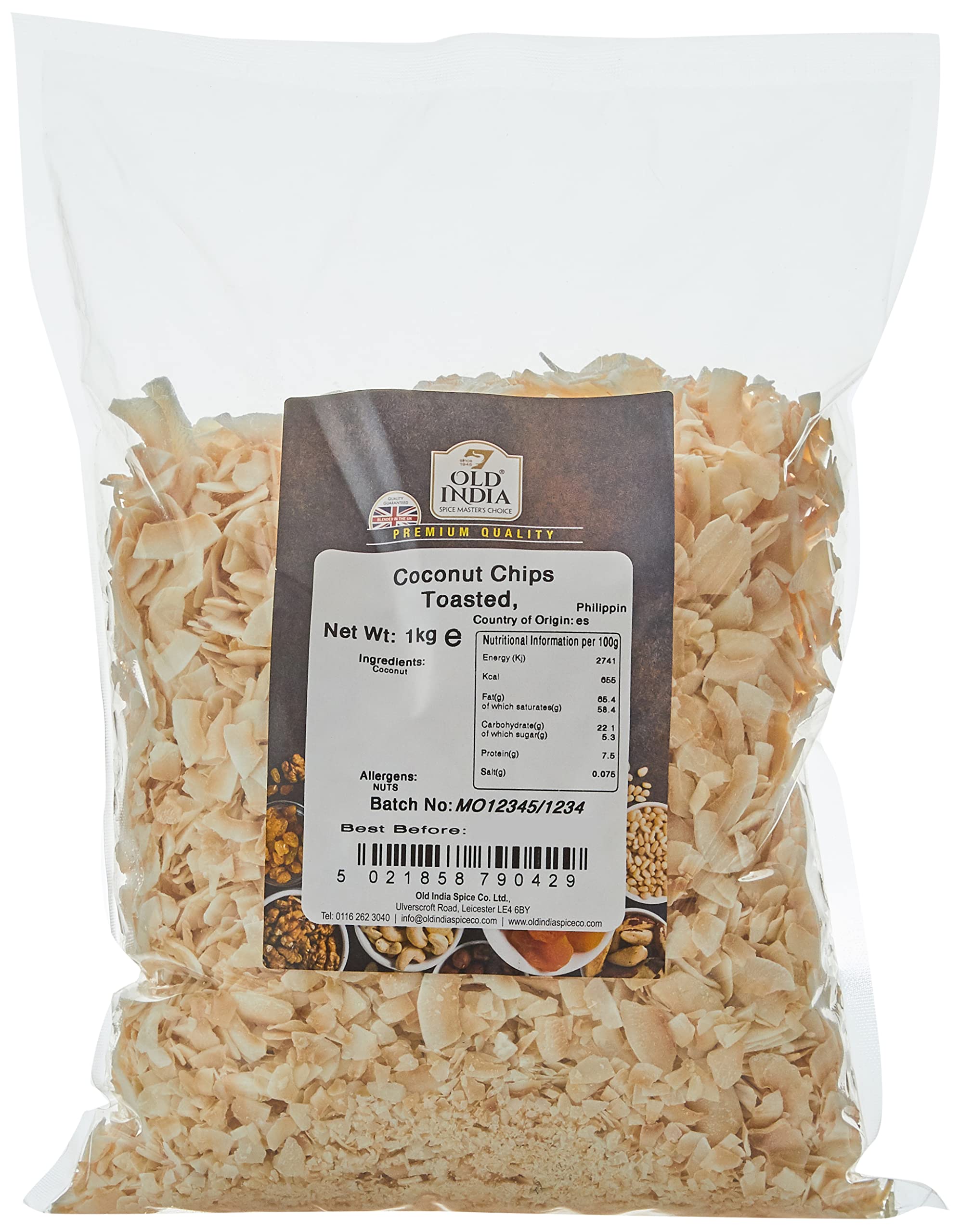 Old India Geröstete Kokosnuss-Chips, 1kg