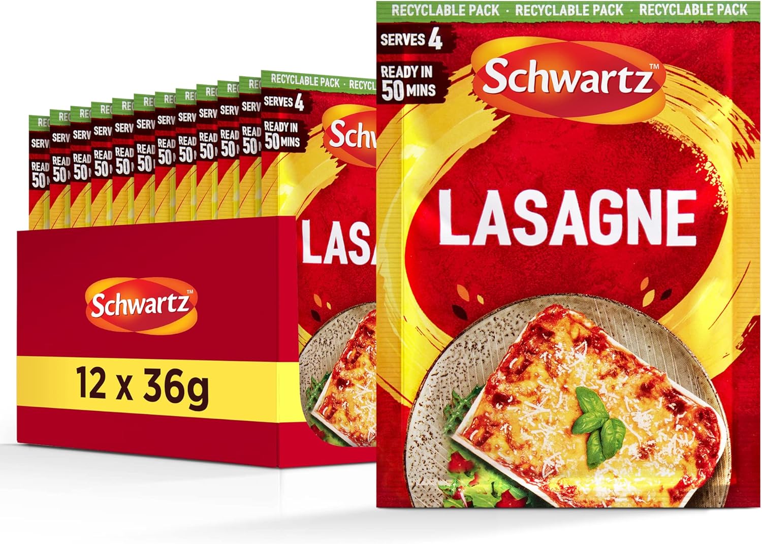 Schwartz Lasagne-Rezeptmischung 36 g | 12er-Pack | Vegan | Rustikaler italienischer Geschmack