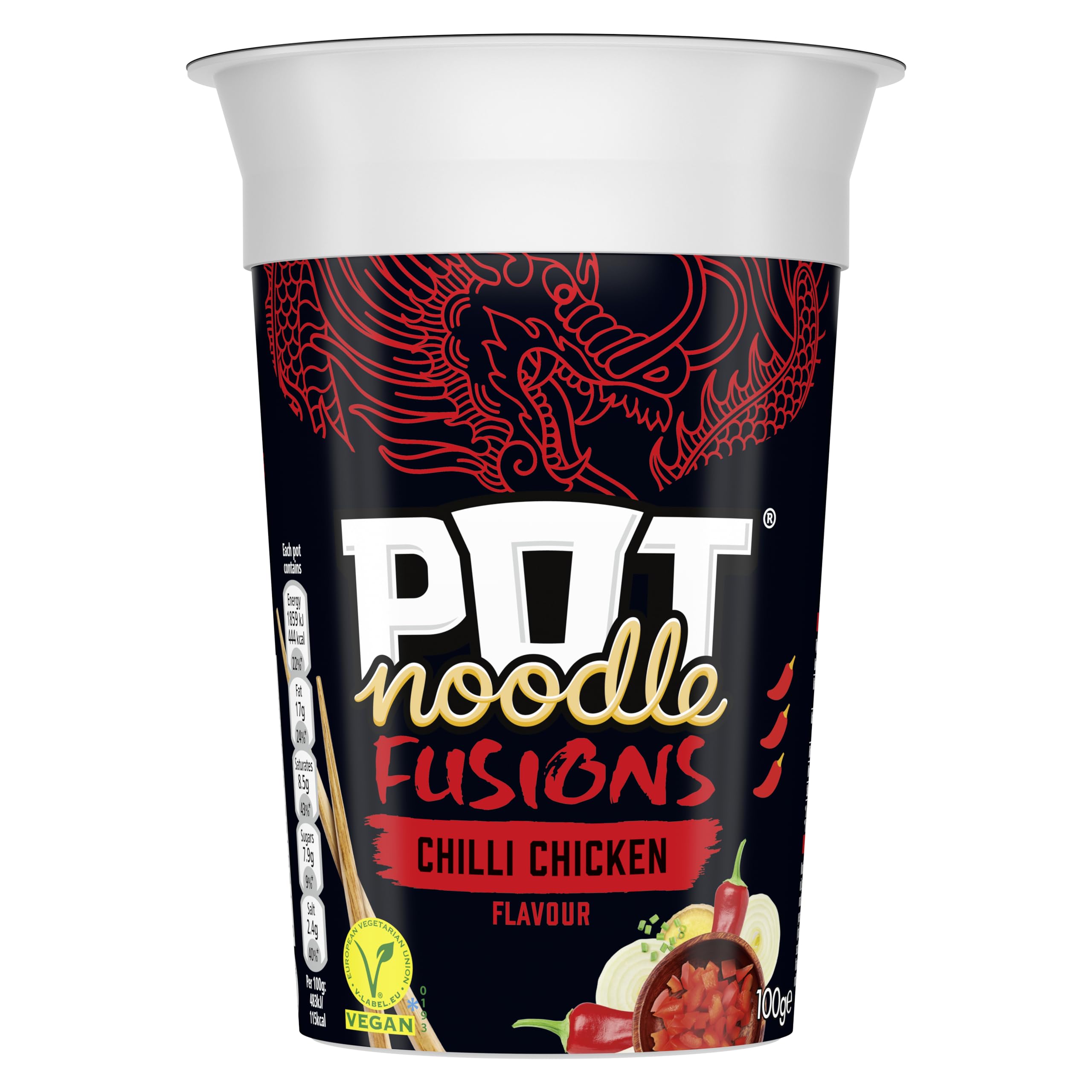 Pot Noodle Fusions Chili Chicken Instant Vegane Nudeln 100g