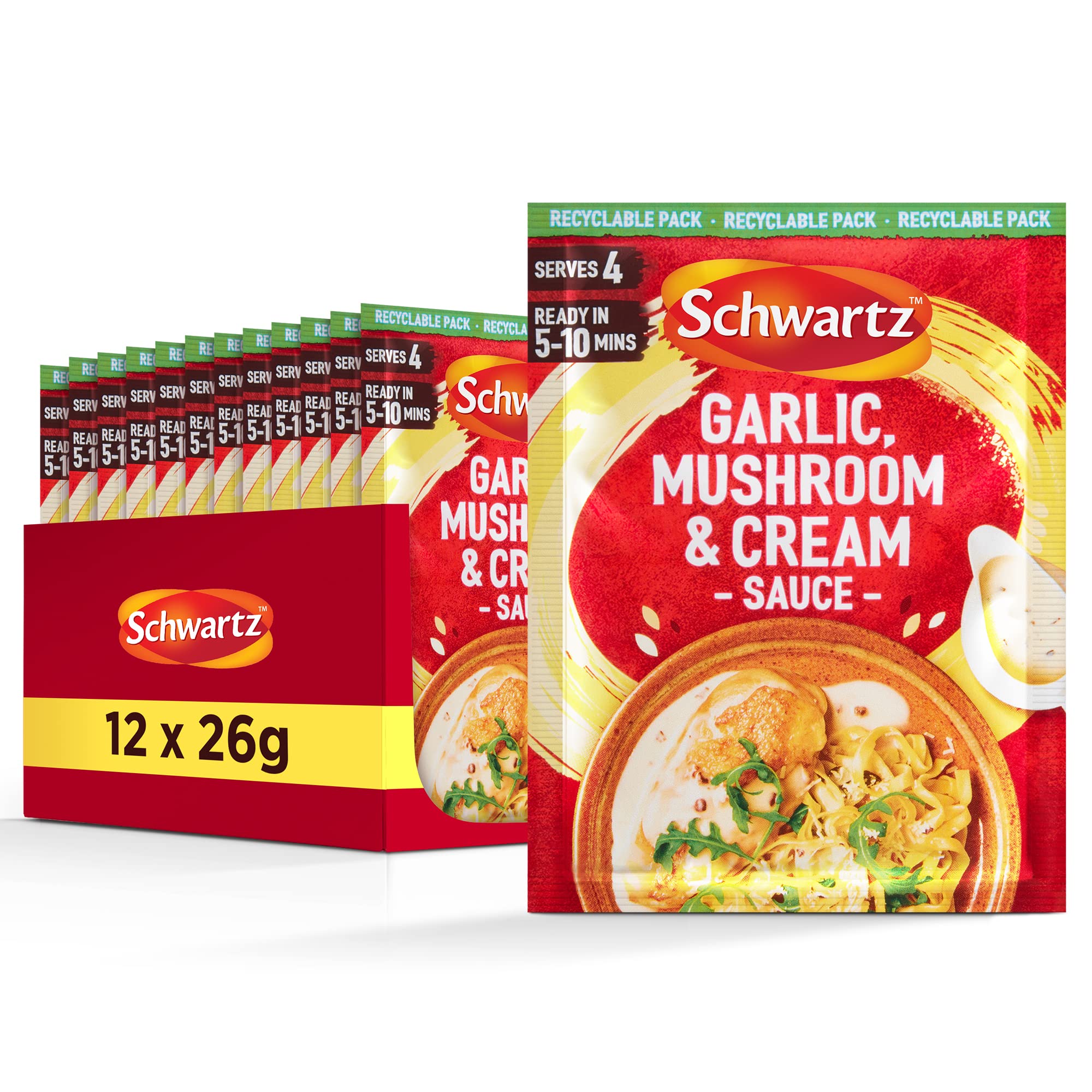 Schwartz Knoblauch-Champignon-Sahne-Sauce-Mix 26 g | 12er-Packung | Keine künstlichen Zutaten