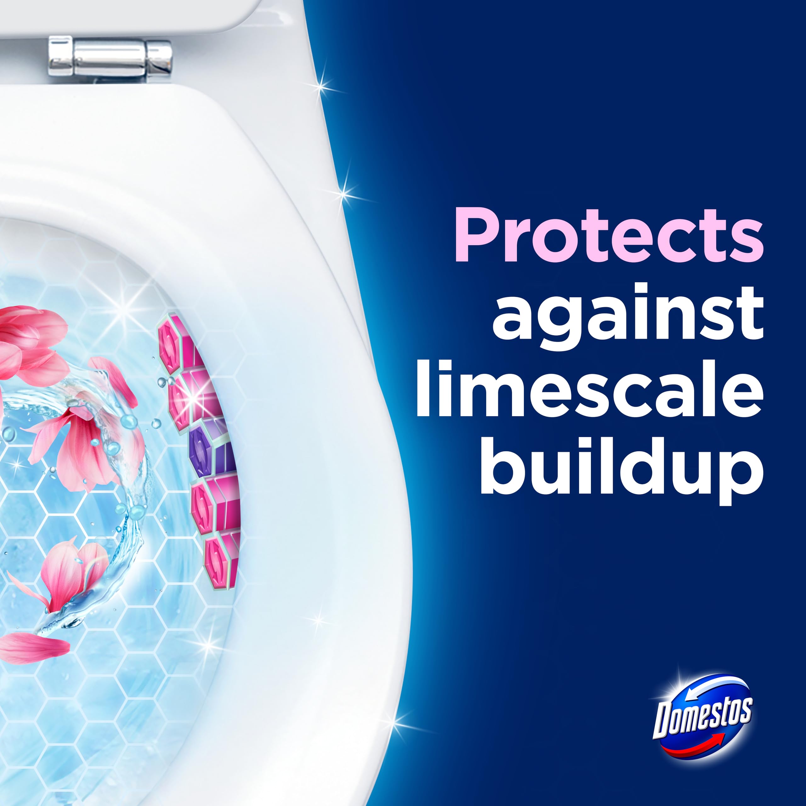 Domestos Power 5 Magnolia WC-Stein – Langanhaltender Toiletten-Erfrischer für bis zu 300 Spülungen