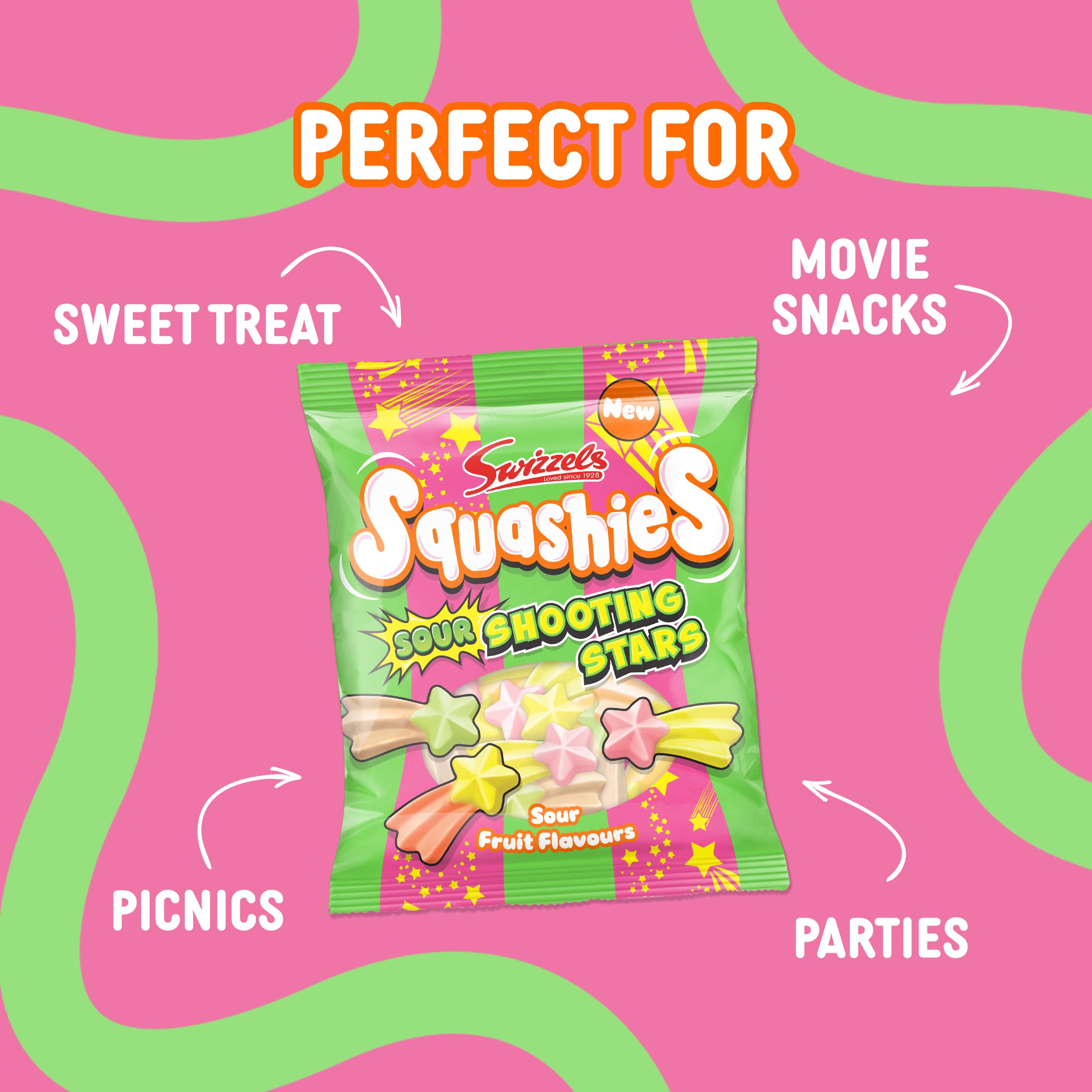 Swizzels Squashies Sour Stars 100g – Saure Kaubonbons in Sternform