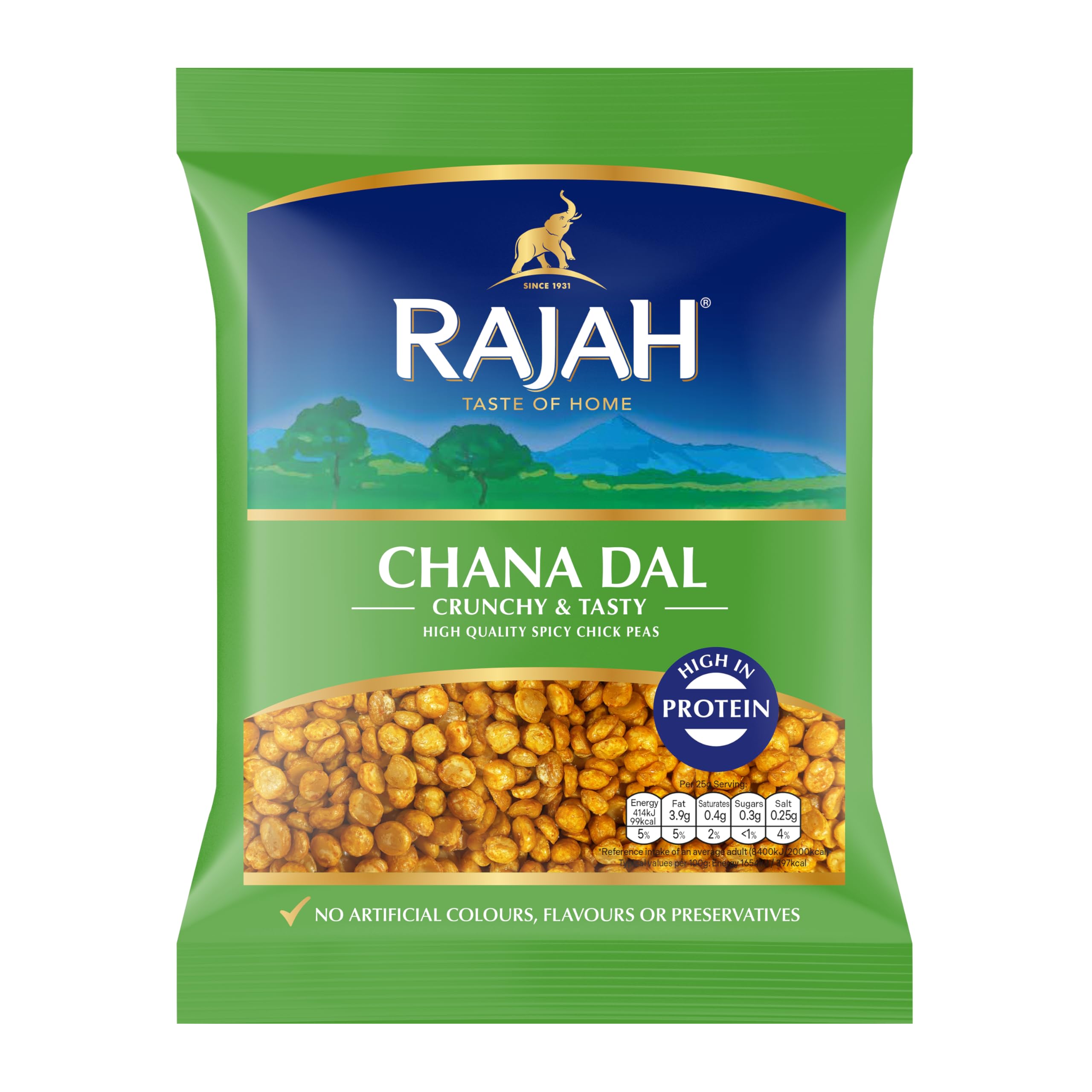 Chana Dal 200g | Rajah Snacks | Knusprig gewürzte Kichererbsen