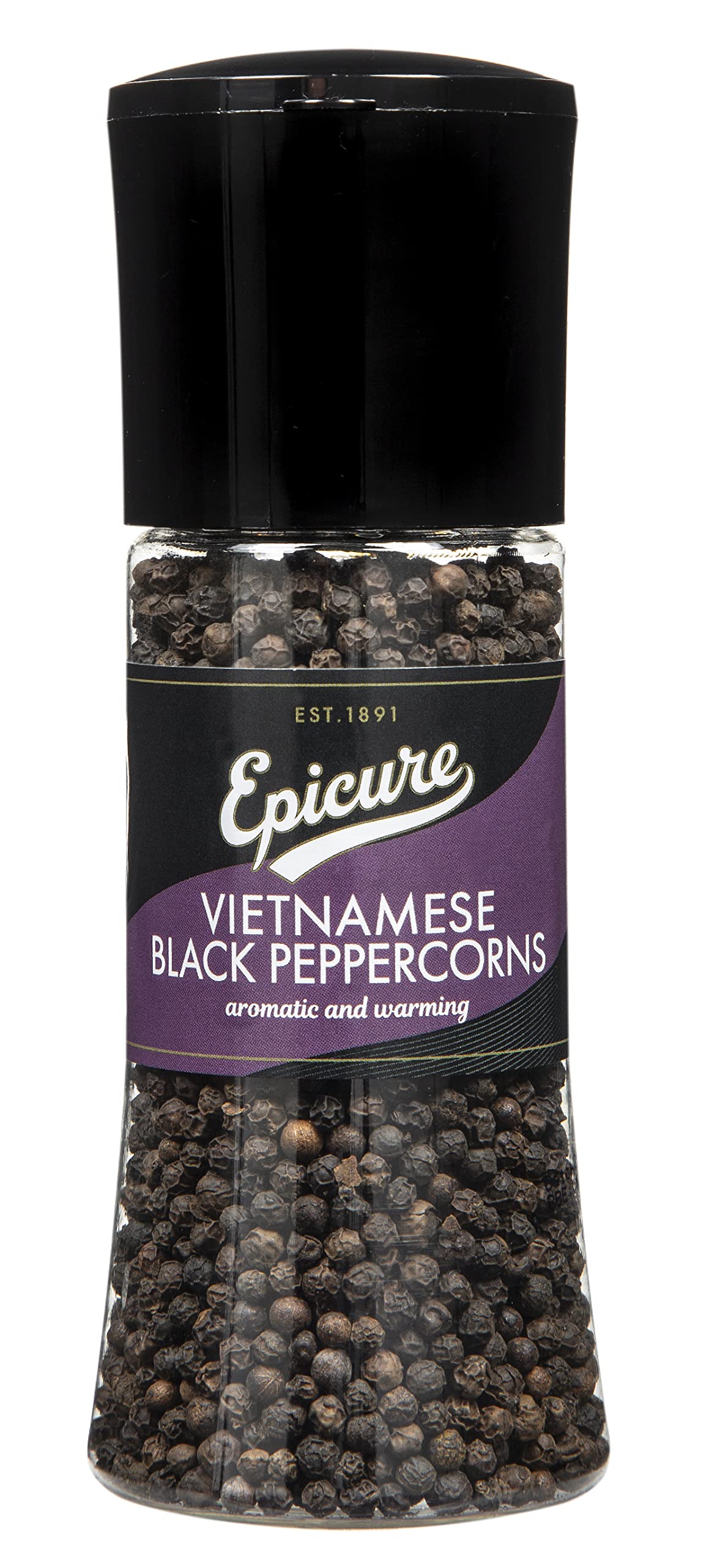Epicure - Vietnamesische schwarze Pfefferkörner, frisch gemahlene Gewürzmühle