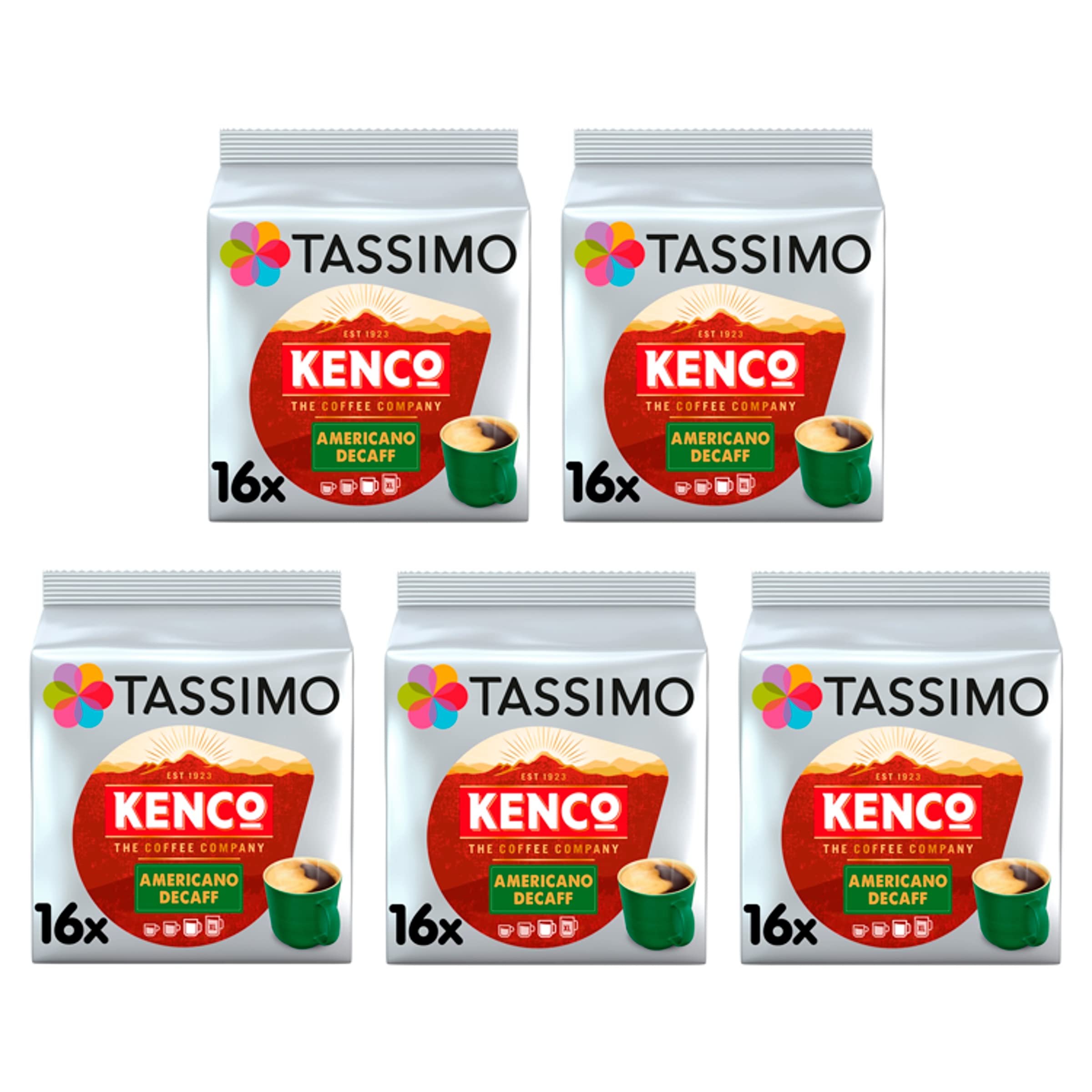 Kenco Americano Decaf Kaffeepads (5er-Pack, 80 T-Discs) für Tassimo-Maschinen