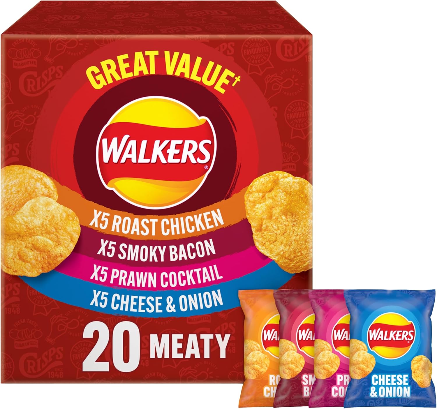 Walkers Meaty Variety Multipack Chips 20x25g