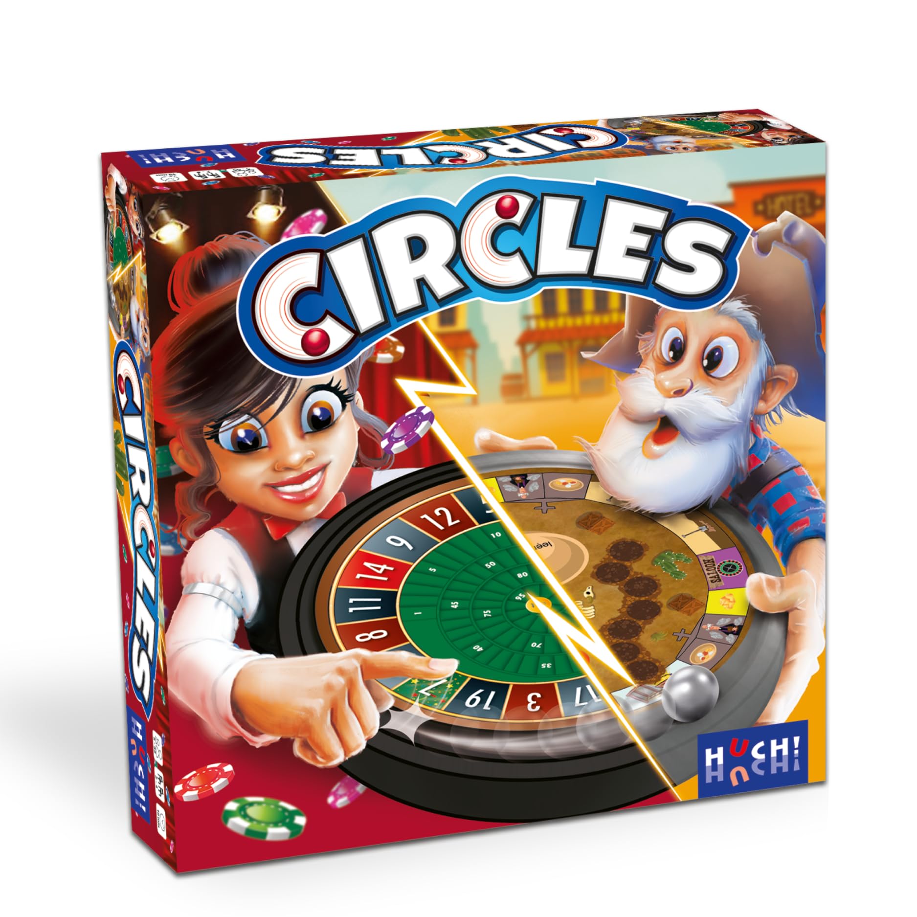 HUCH! Kreise Alles dreht sich im Kreis! – Familienbrettspiel mit doppelseitiger Kugelbahn