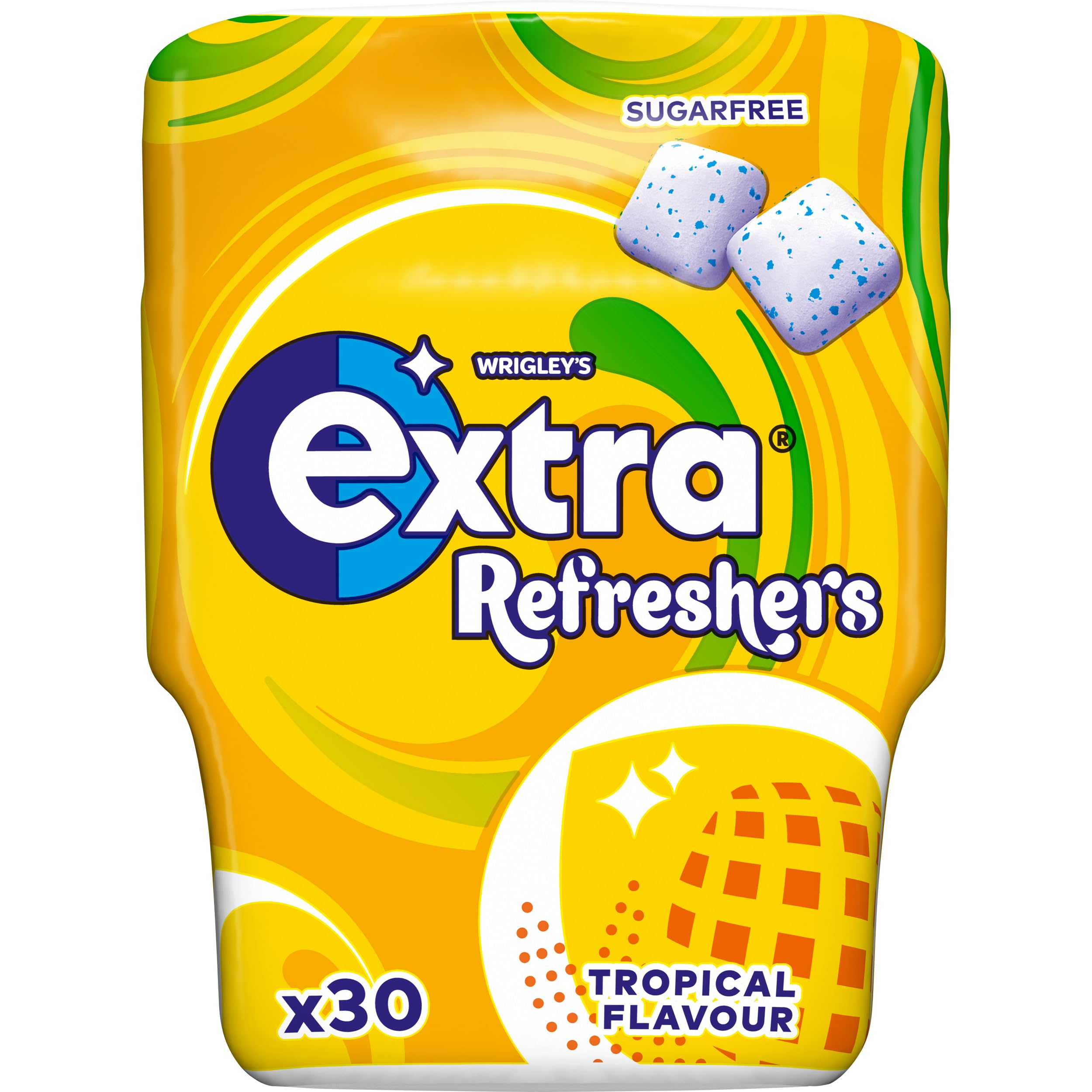 Extra - Refreshers zuckerfreier Kaugummi, tropischer Geschmack (90-g-Flasche)